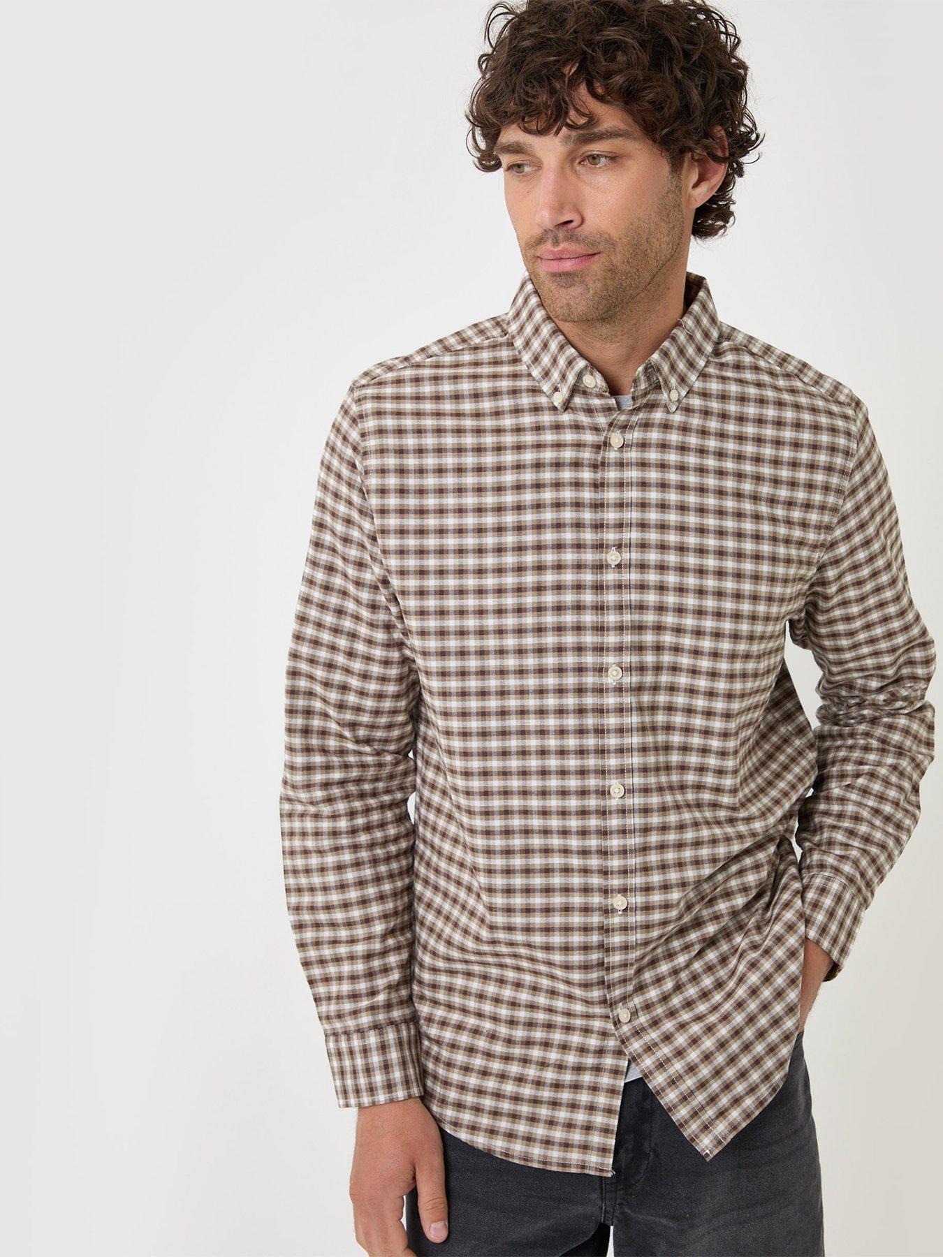 Image 5 of 5 of Threadbare Regular Fit Cotton Oxford Shirt In Tan Check