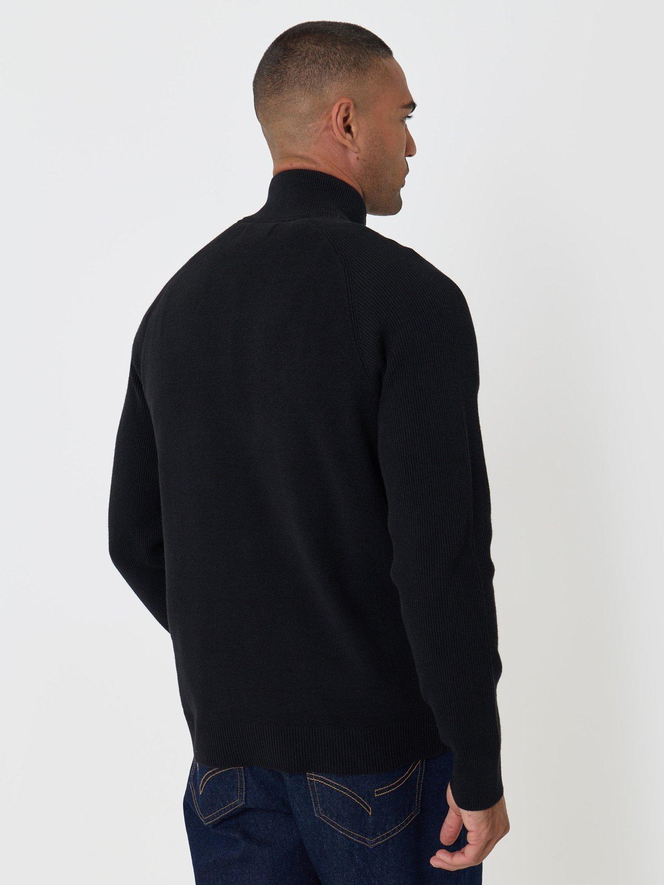 Image 2 of 4 of Threadbare Cotton Rich Funnel Neck Zip Through Sweatshirt In Black