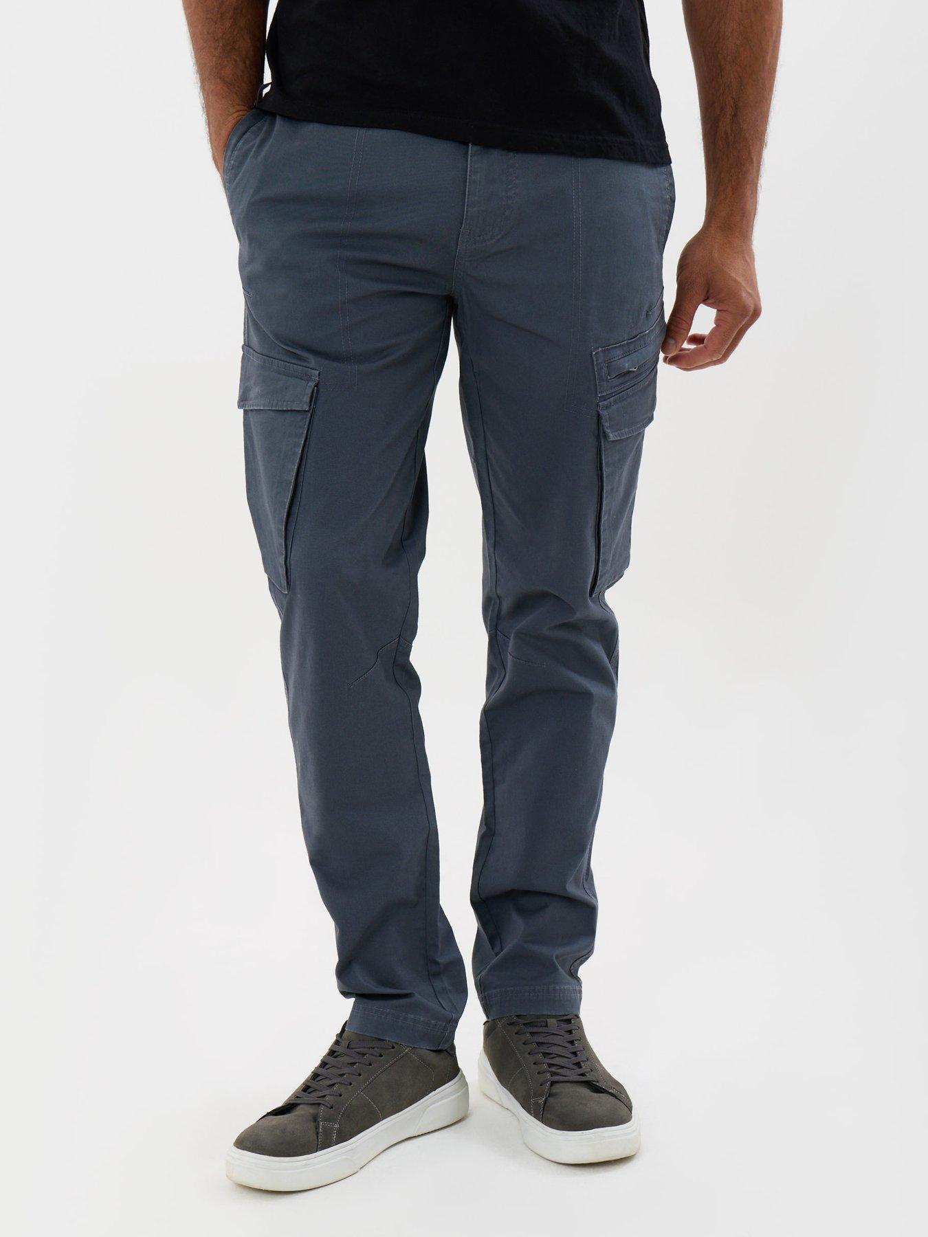 Image 1 of 4 of Threadbare Mens Slim Fit Twill Cargo Trousers - Blue