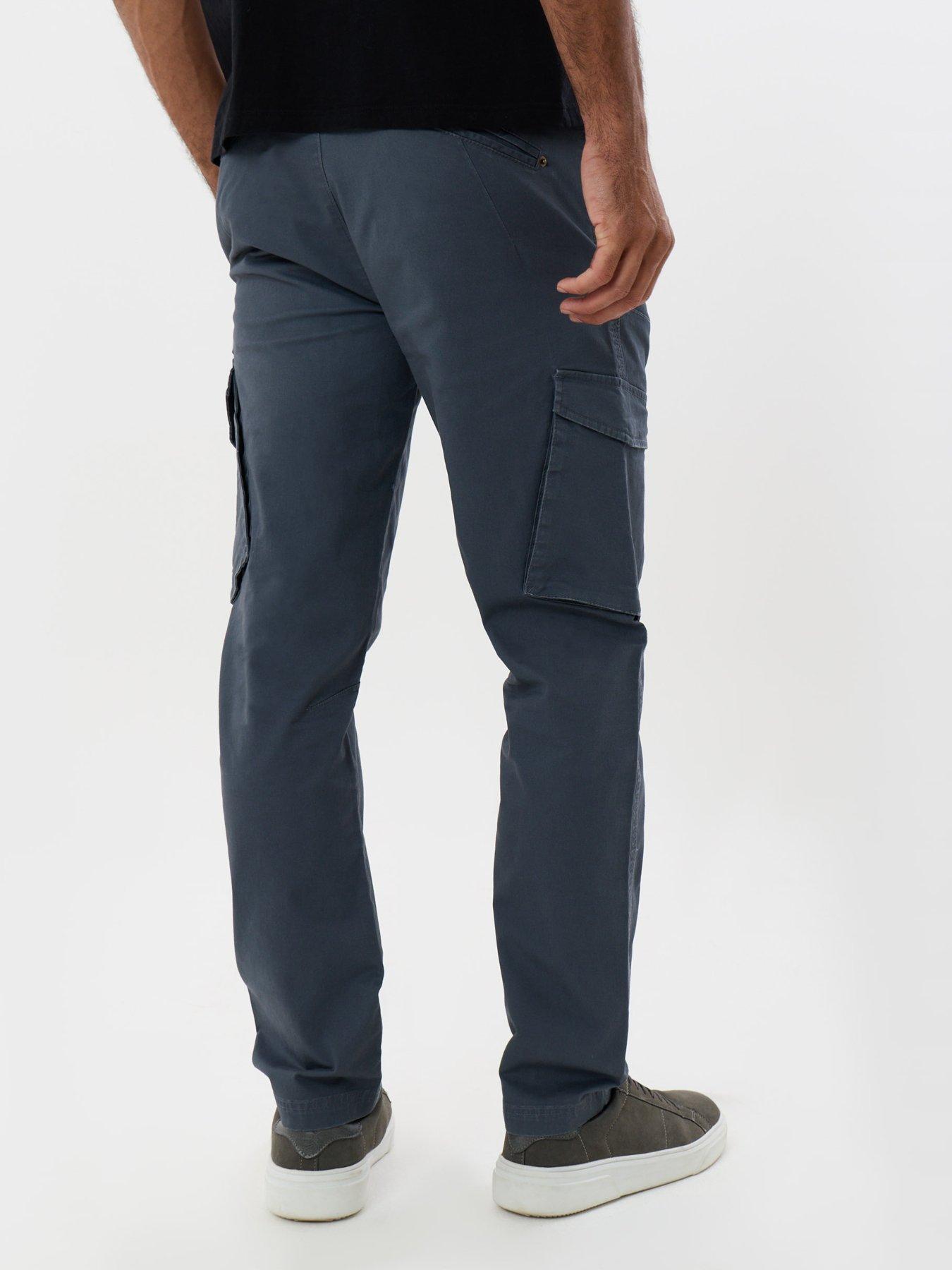 Image 2 of 4 of Threadbare Mens Slim Fit Twill Cargo Trousers - Blue