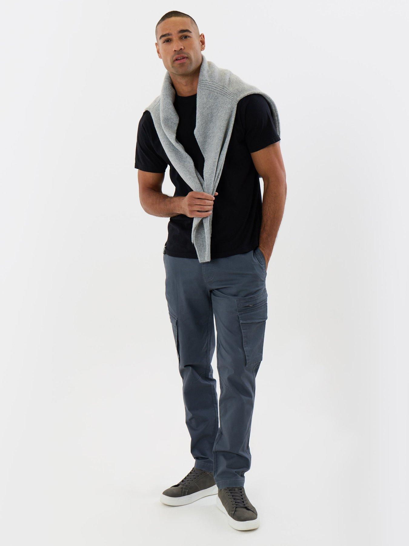 Image 3 of 4 of Threadbare Mens Slim Fit Twill Cargo Trousers - Blue