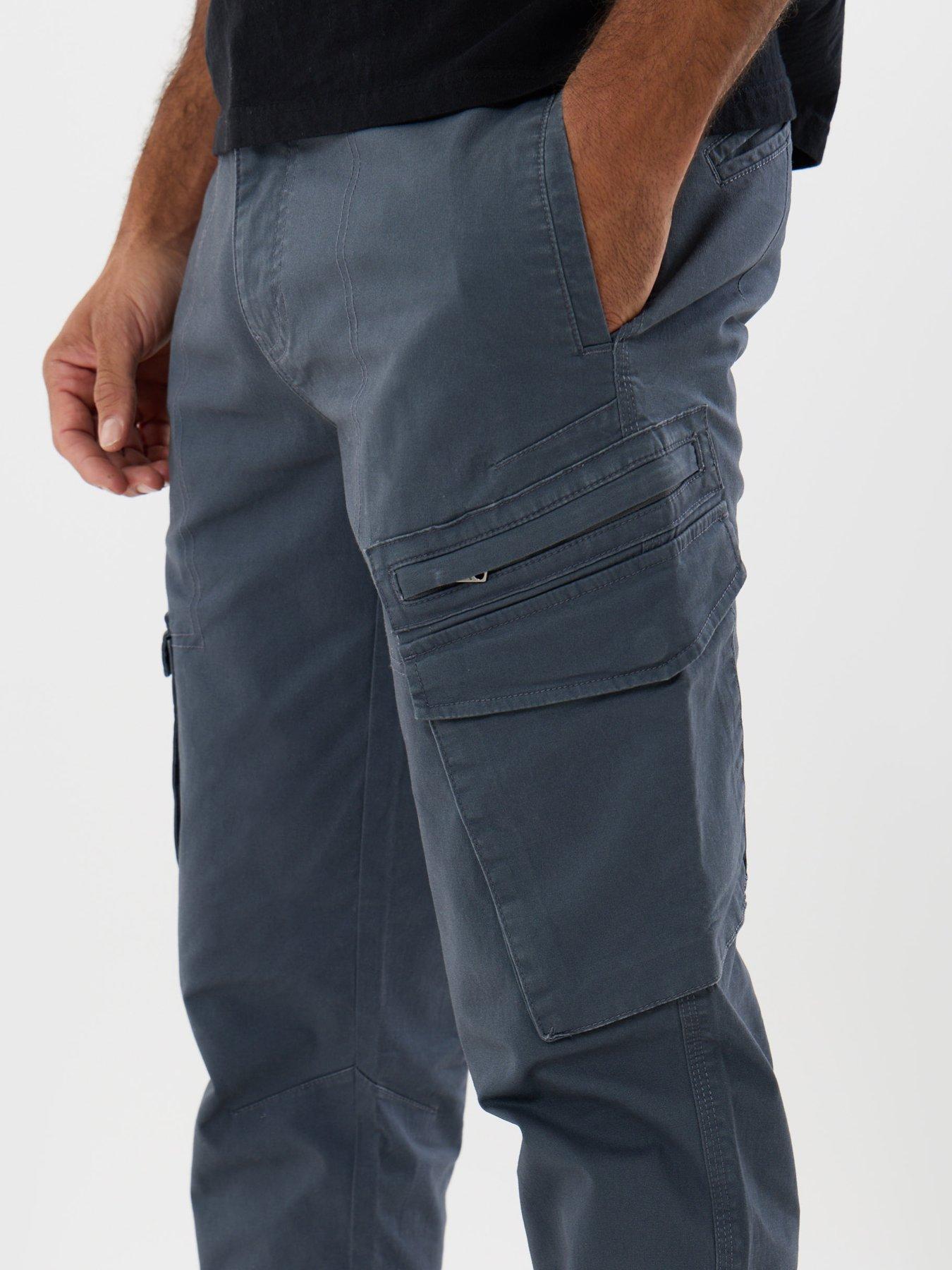 Image 4 of 4 of Threadbare Mens Slim Fit Twill Cargo Trousers - Blue