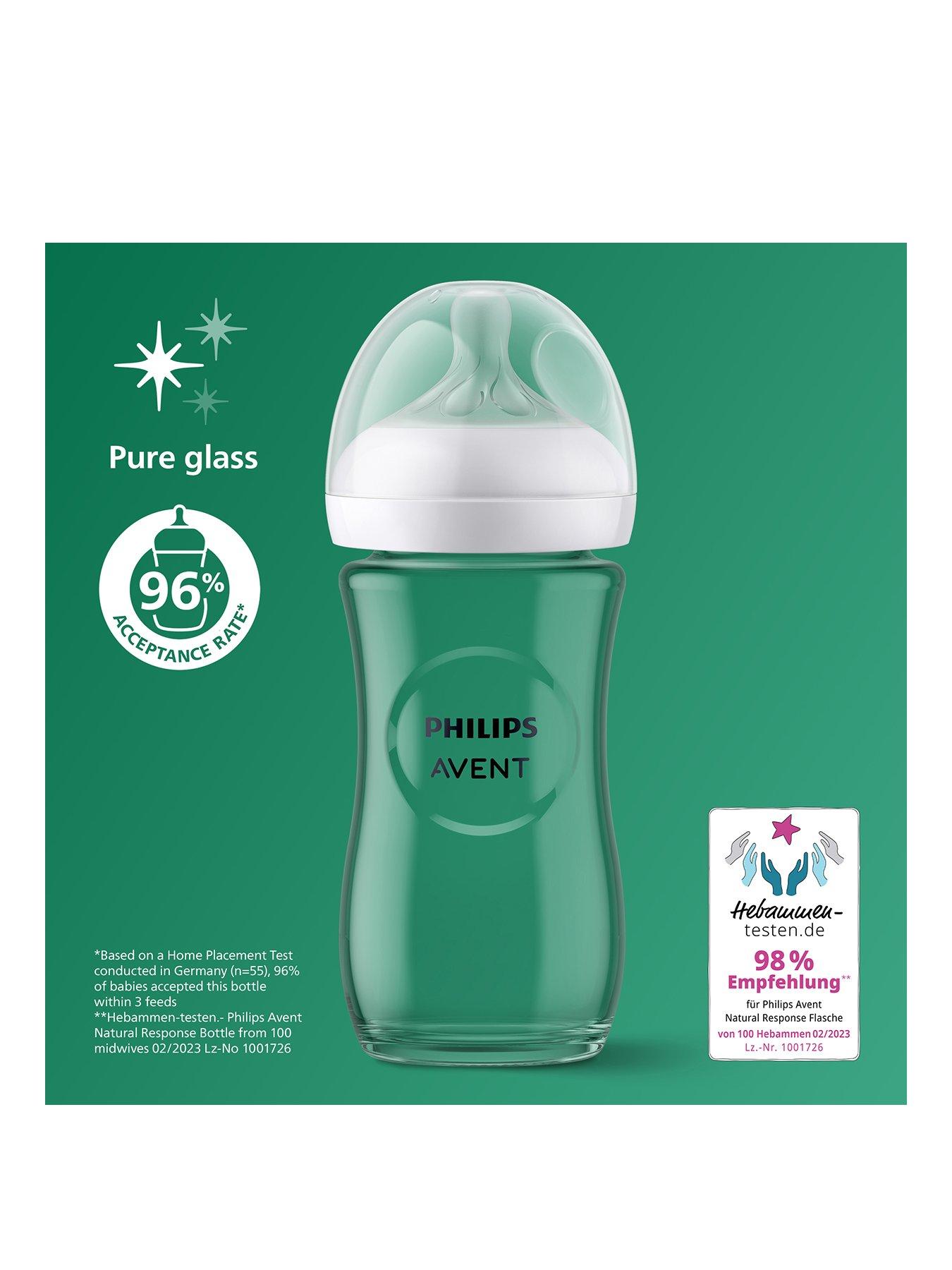 Image 2 of 7 of Avent Philips Avent Natural Response Glass Baby Bottles 8oz/240 ml with Medium Flow Teats (Flow 3