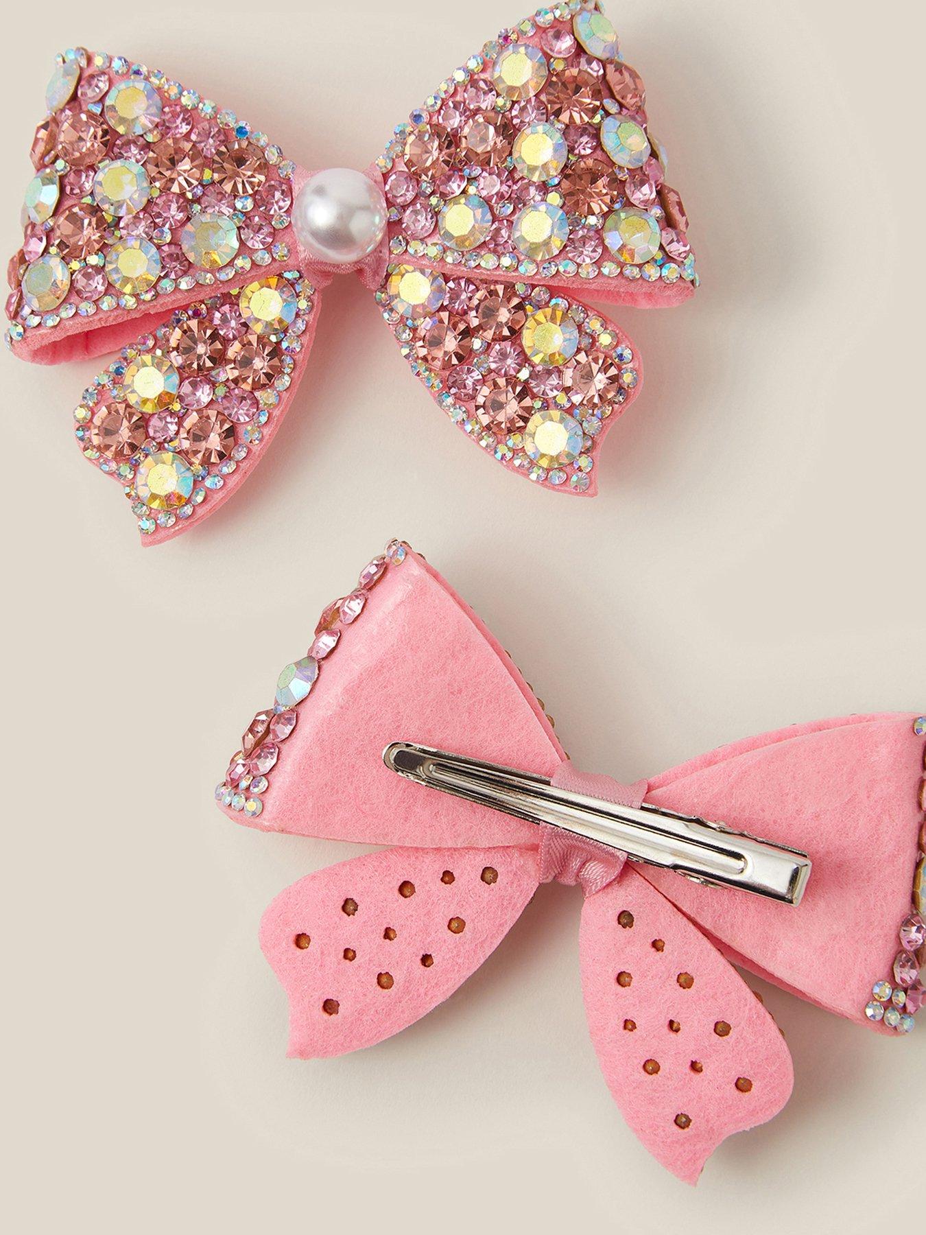 Image 2 of 2 of Monsoon Girls 2 Pack Frosted Bow Clips - Pink