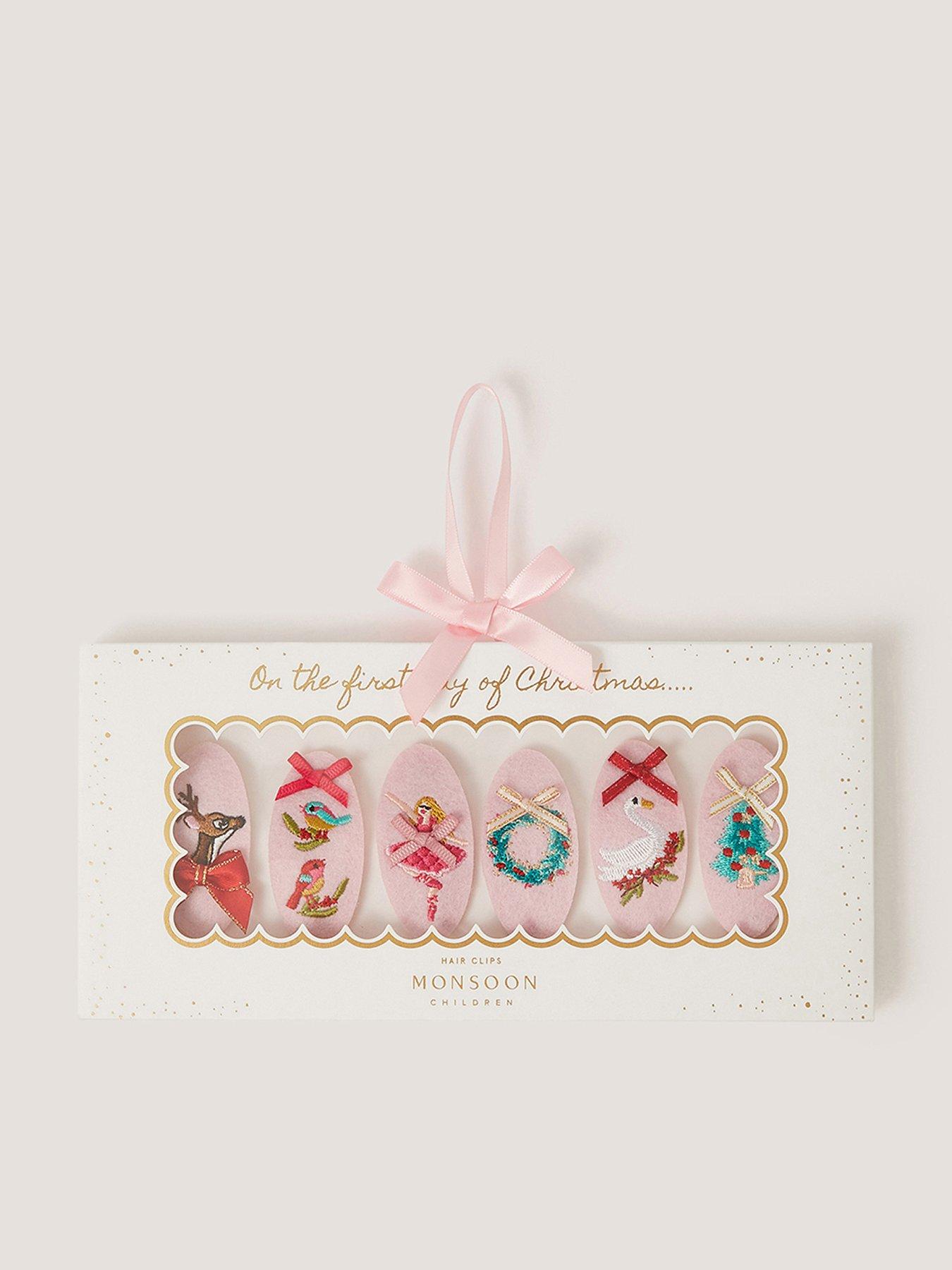 Monsoon Girls 6 Pack Festive Embroidered Hair Clips - Multi