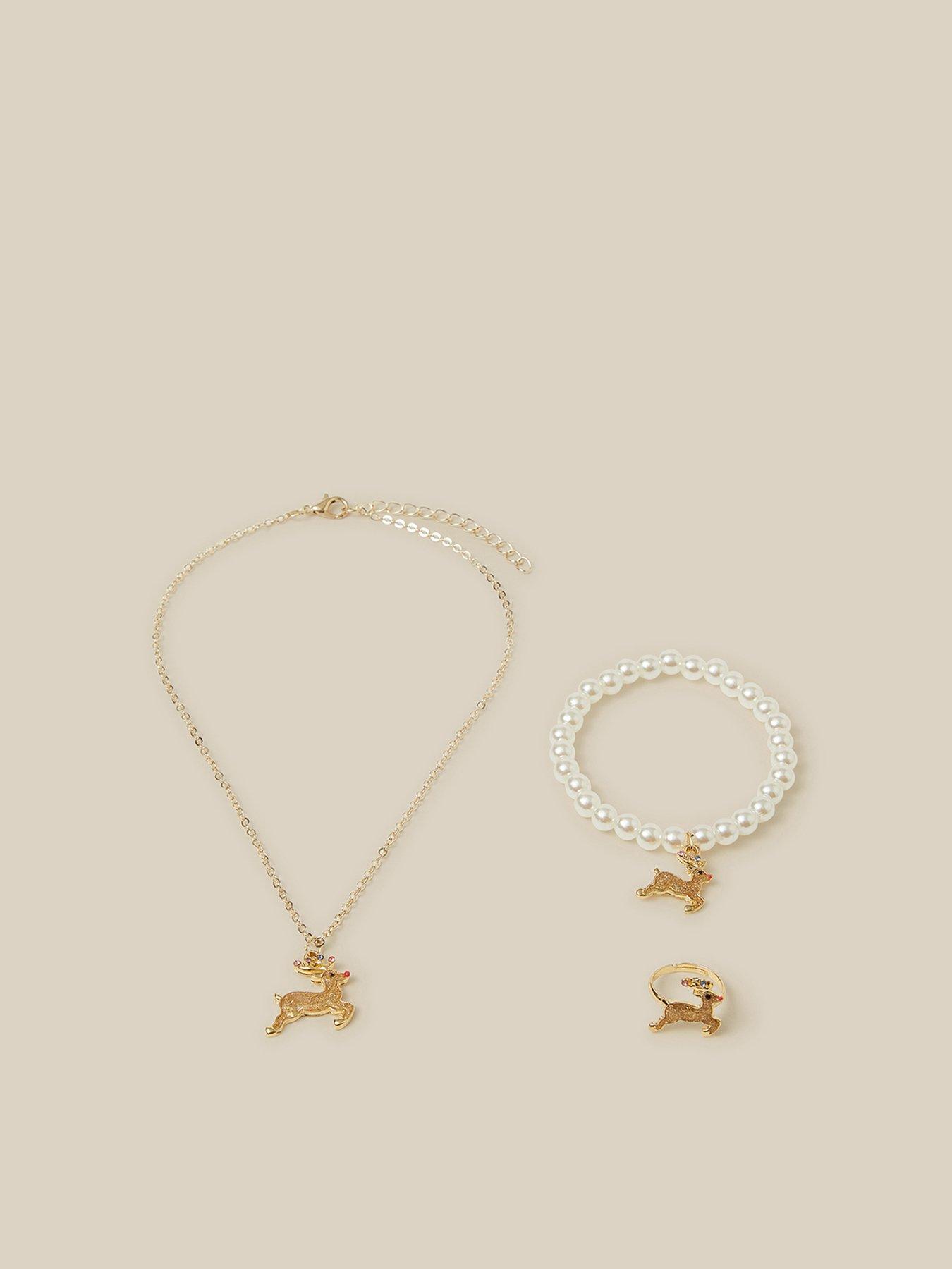 Image 2 of 3 of Monsoon Girls Reindeer Jewellery Box Set - Gold