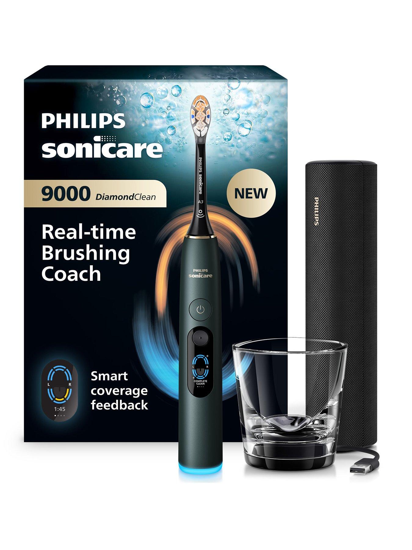 Image 1 of 8 of Philips Sonicare Next-Generation DiamondClean 9000 Electric Toothbrush - Smart Coverage Feedback, Smart Pressure Feedback, 21 Settings, Midnight Green, HX9213/84