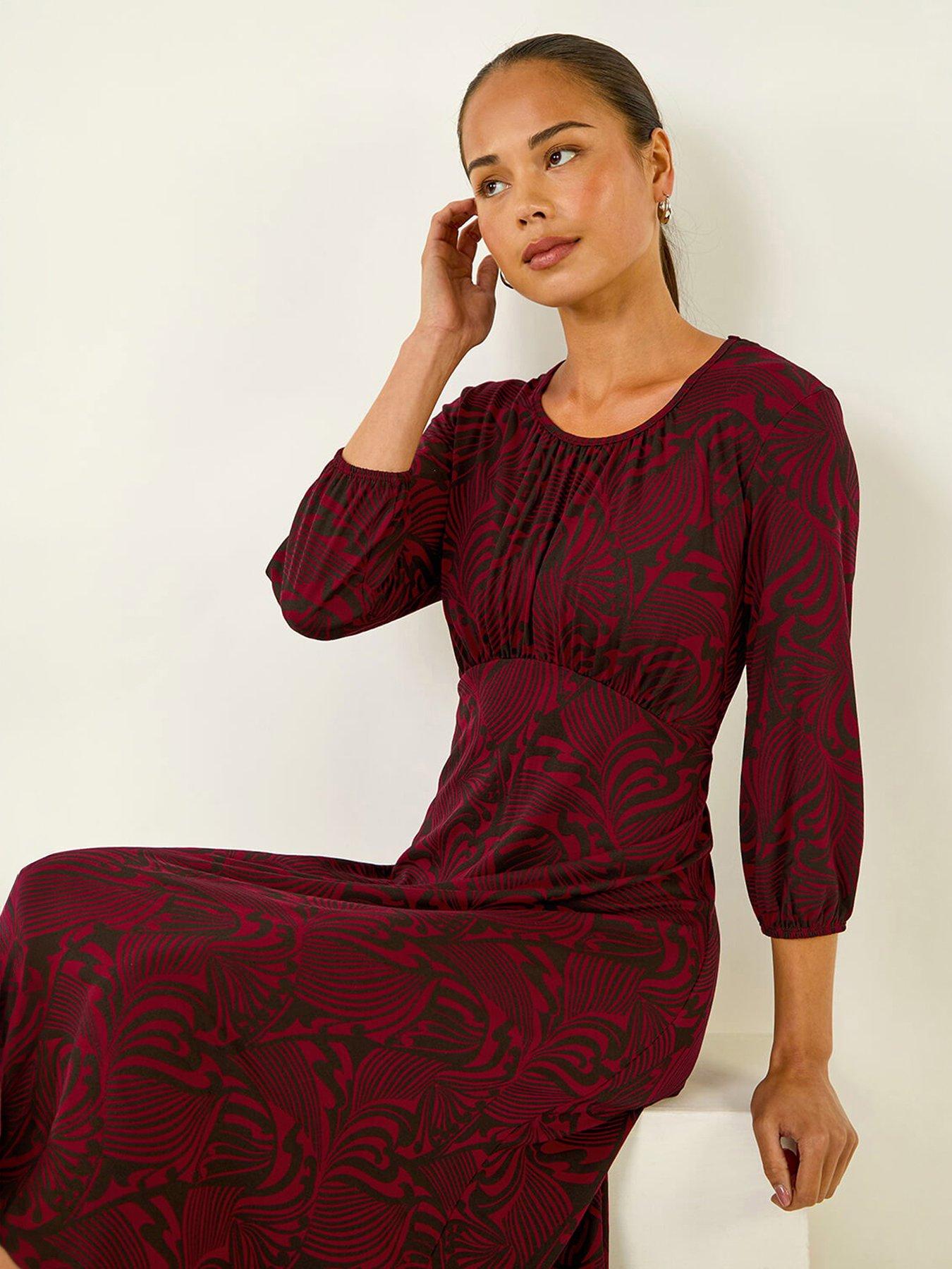 Roman Petite Abstract Swirl Midi Dress