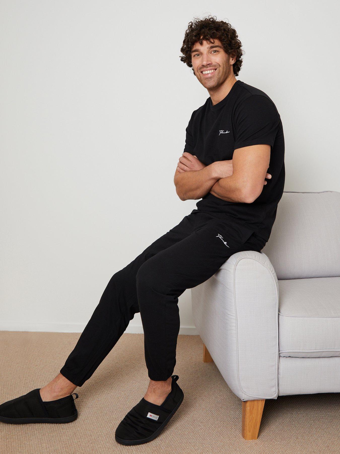 Image 1 of 4 of Threadbare T-shirt & Cuffed Joggers Lounge Set In Black