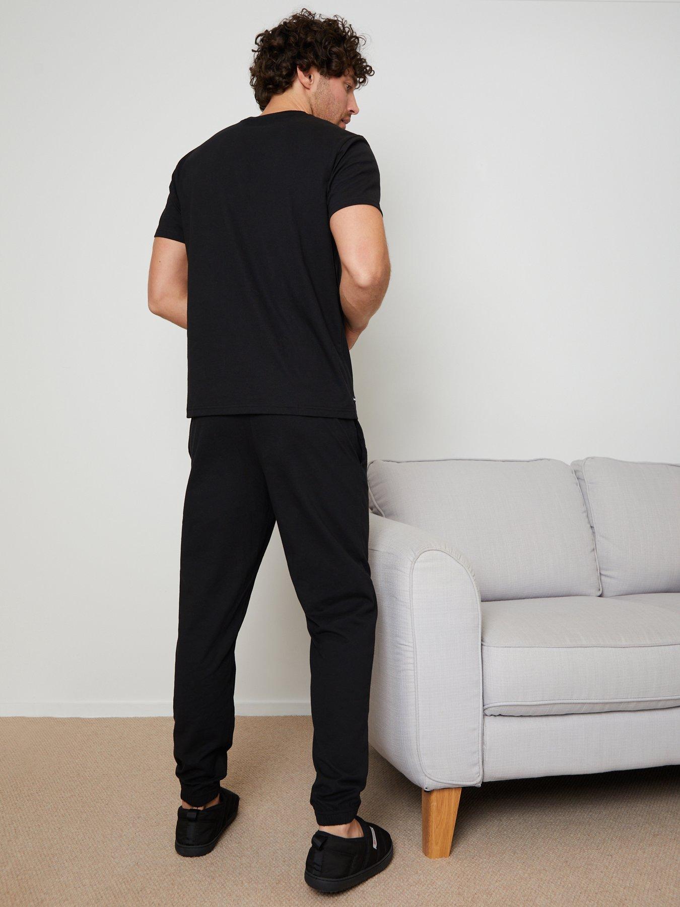 Image 2 of 4 of Threadbare T-shirt & Cuffed Joggers Lounge Set In Black