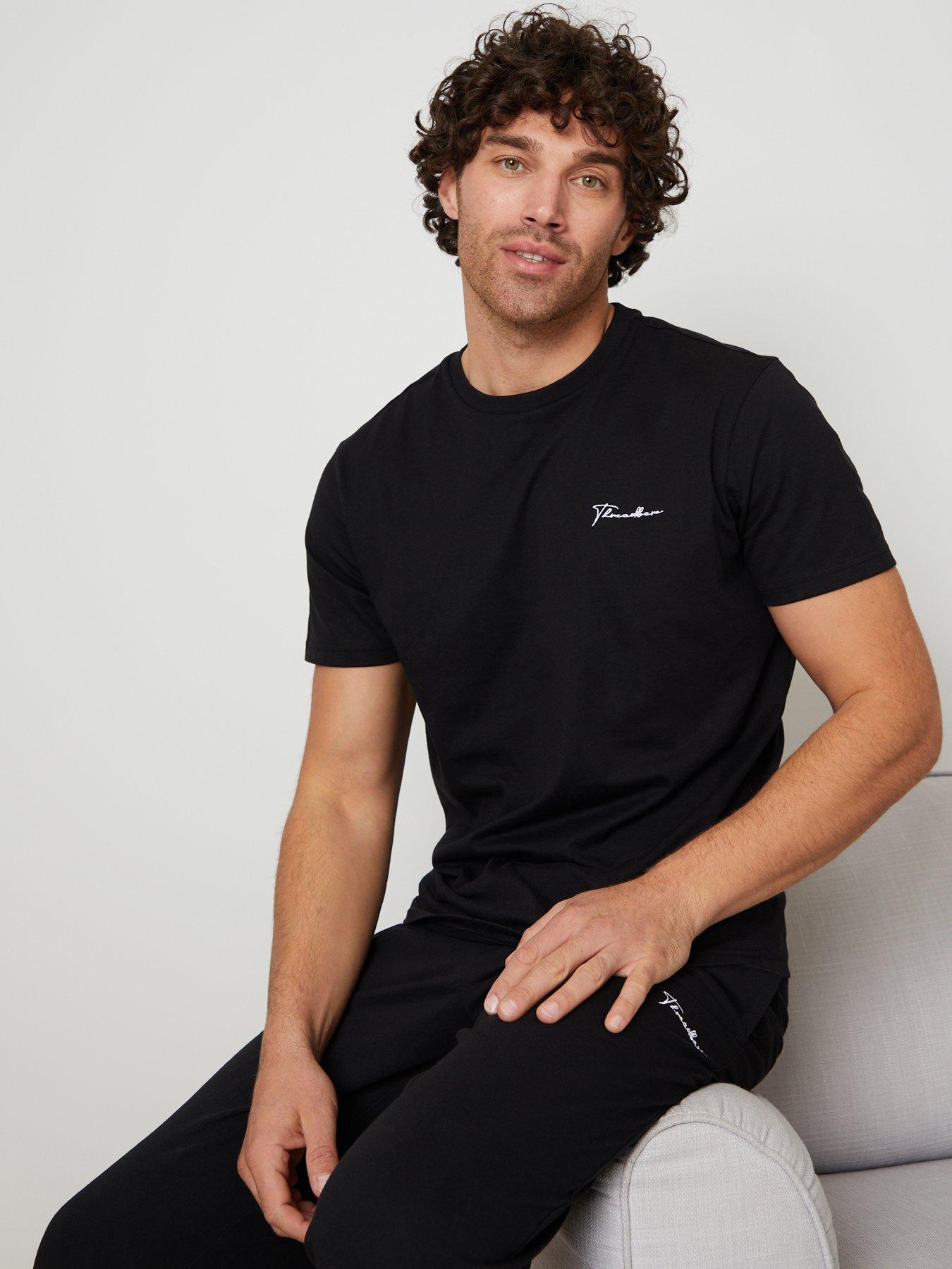 Image 3 of 4 of Threadbare T-shirt & Cuffed Joggers Lounge Set In Black