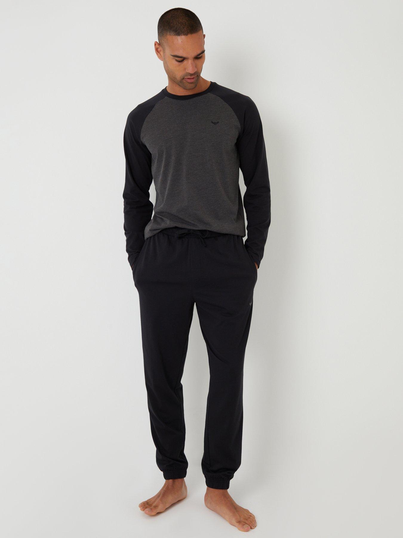 Image 3 of 3 of Threadbare Long Sleeve Raglan Top & Cuffed Bottoms Lounge Set In Black
