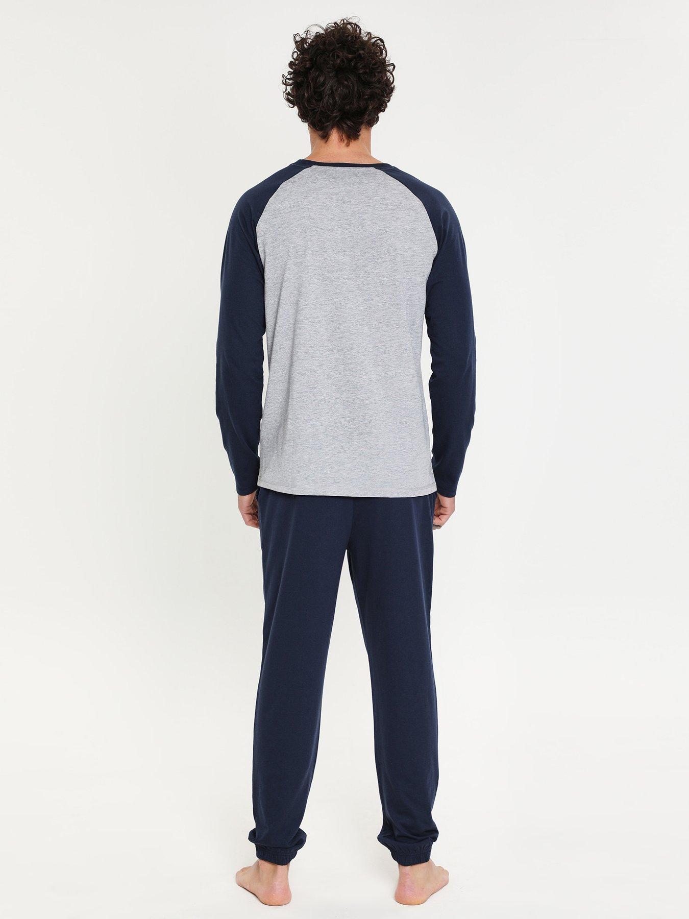 Image 2 of 4 of Threadbare Mens Soft Jersey Raglan Cuffed Pyjama Set - Grey
