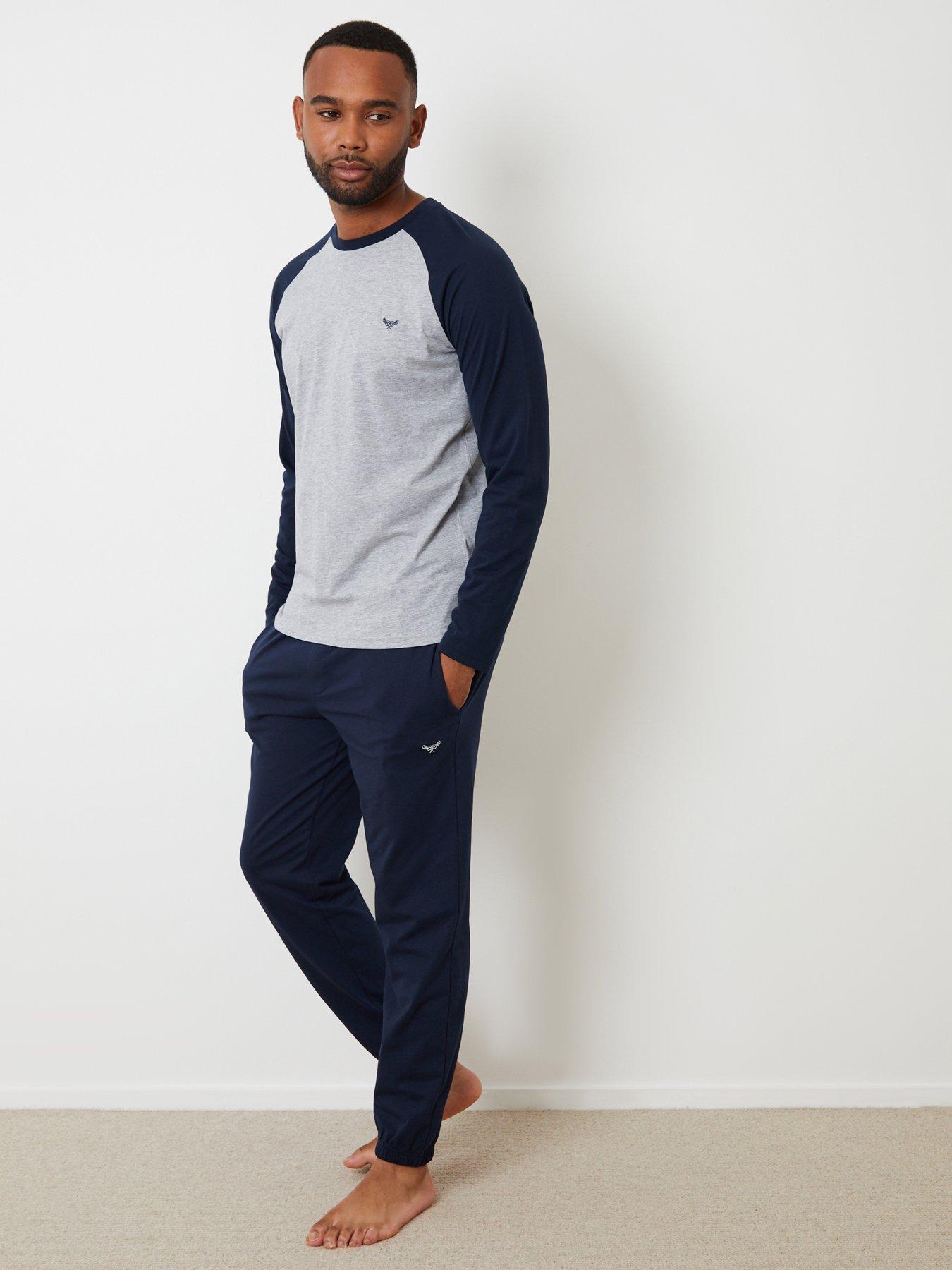 Image 3 of 4 of Threadbare Mens Soft Jersey Raglan Cuffed Pyjama Set - Grey