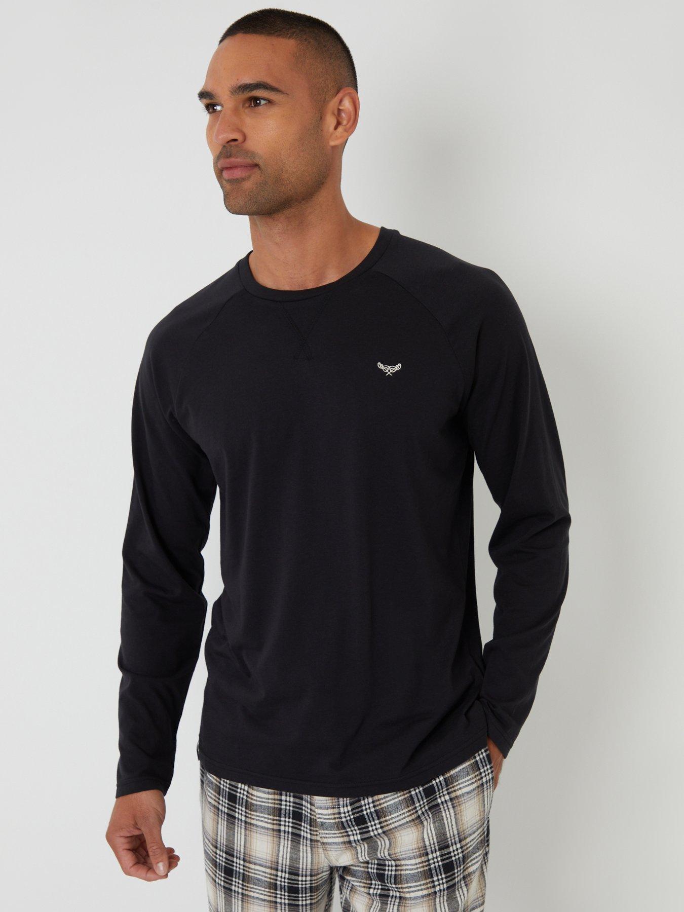 Image 4 of 4 of Threadbare Mens Long Sleeve 2 Piece Pyjama Set - Ecru Check