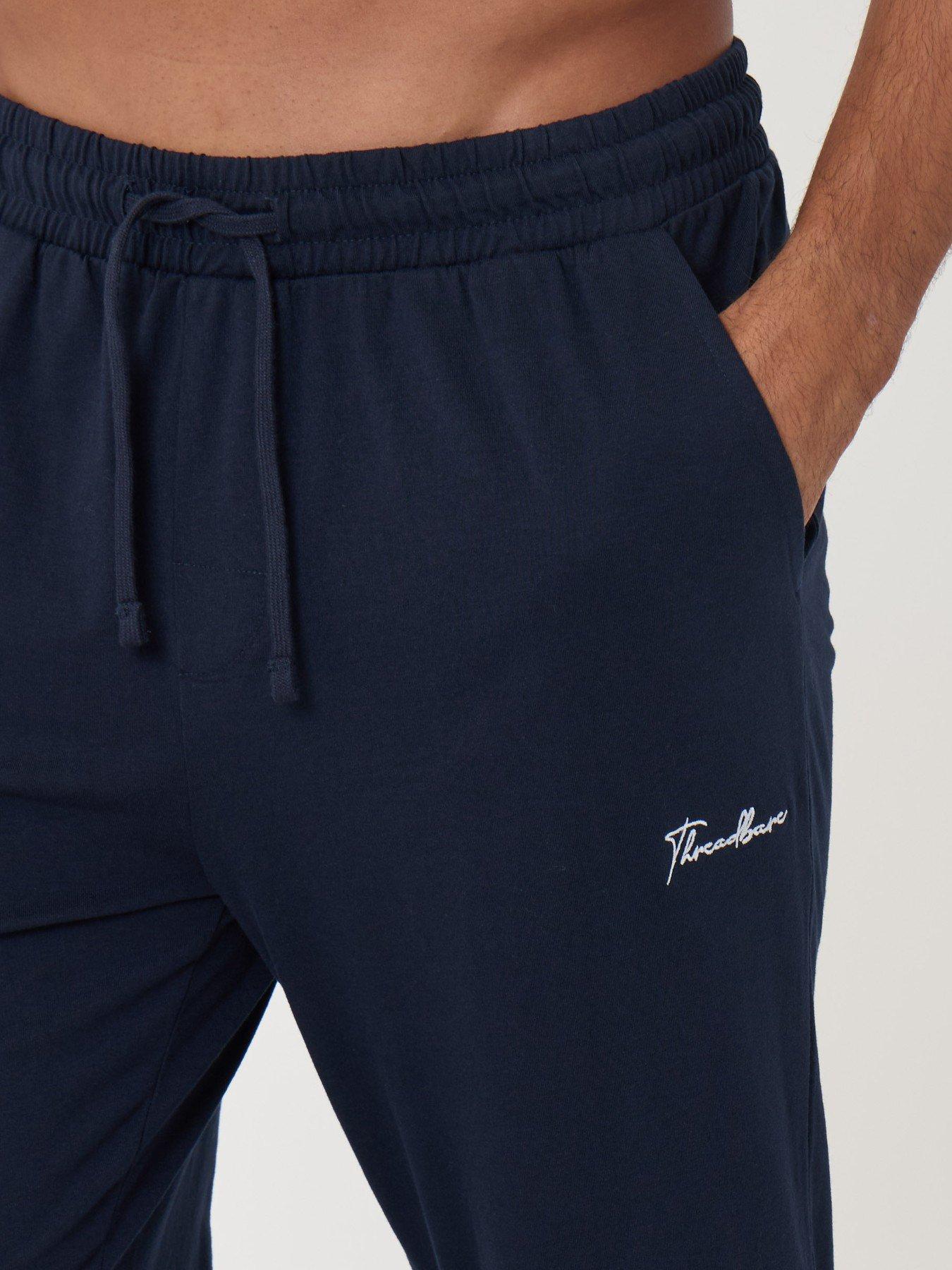 Image 5 of 5 of Threadbare Mens 2 Pack Jersey Drawcord Cuffed Joggers - Black/Navy