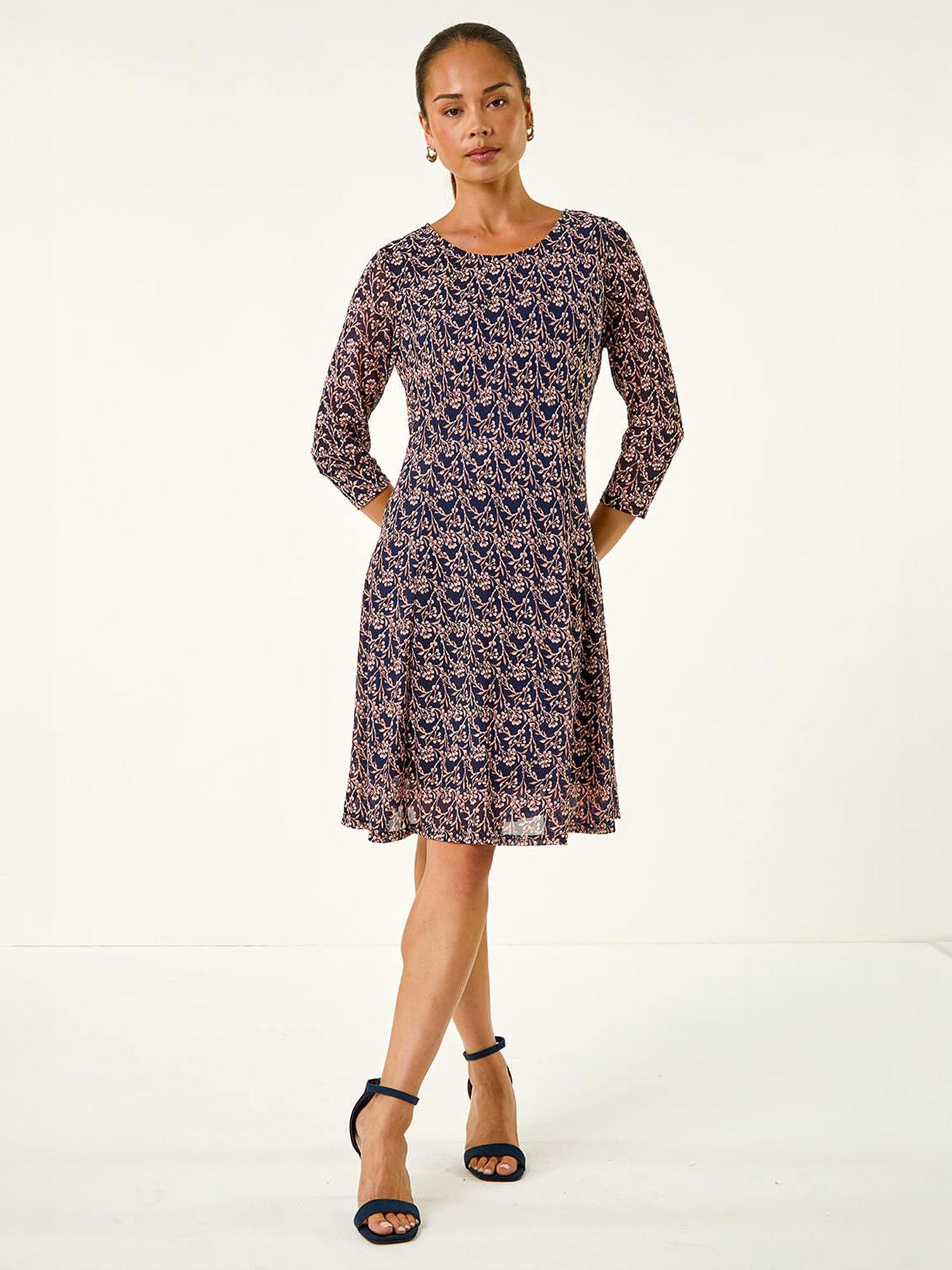 Roman Petite Ditsy Floral Print Stretch Dress