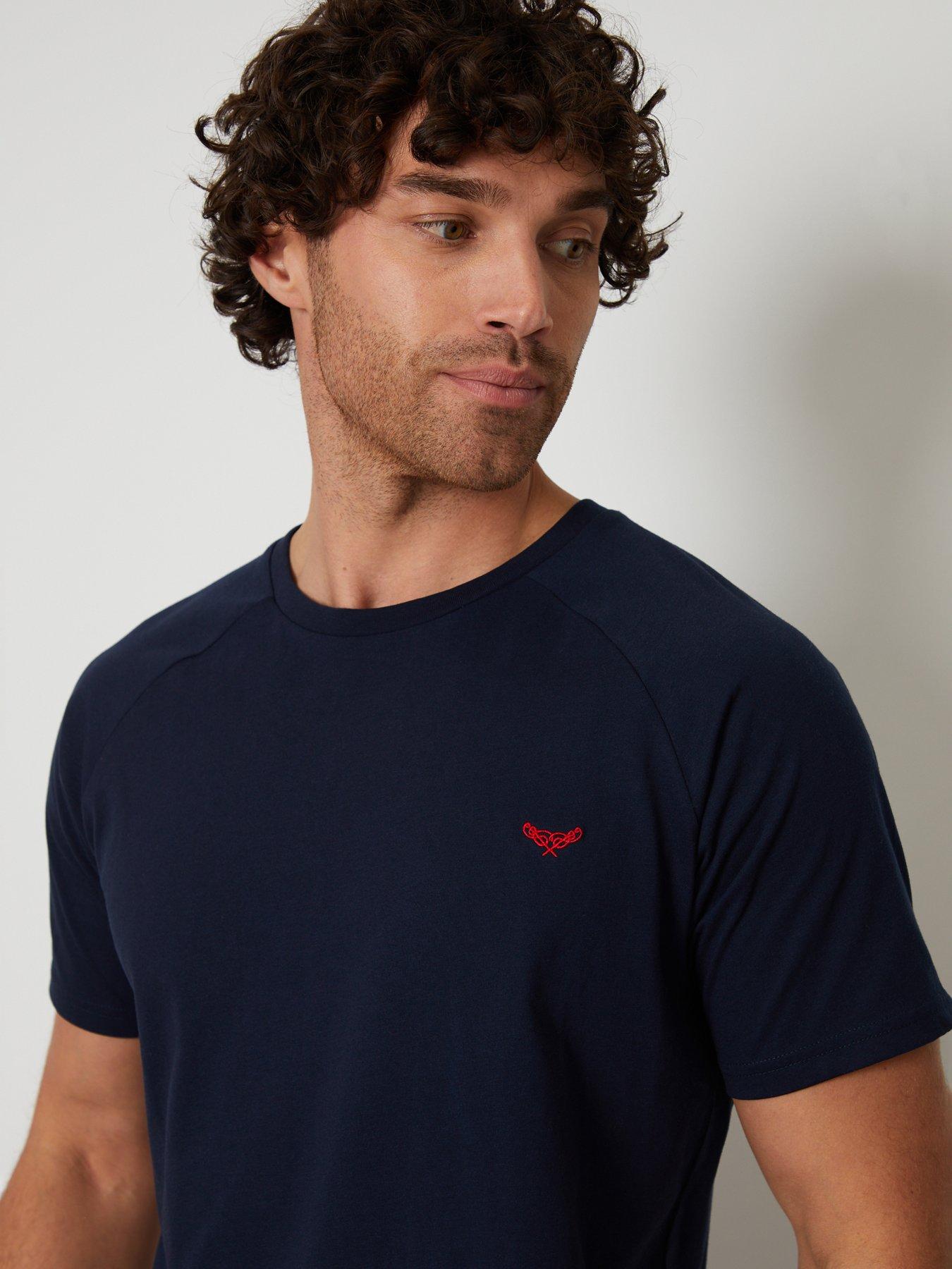 Image 4 of 5 of Threadbare Mens Jersey T-Shirt Checked Cuffed Pyjama Set - Navy