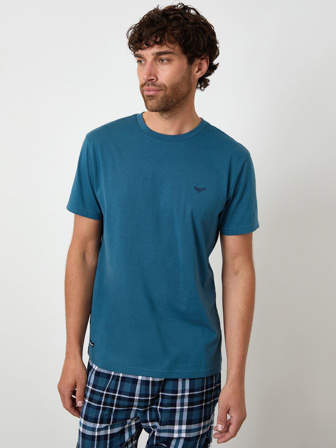 Image 3 of 4 of Threadbare Mens Checked Flannel Drawcord Pyjama Set - Blue