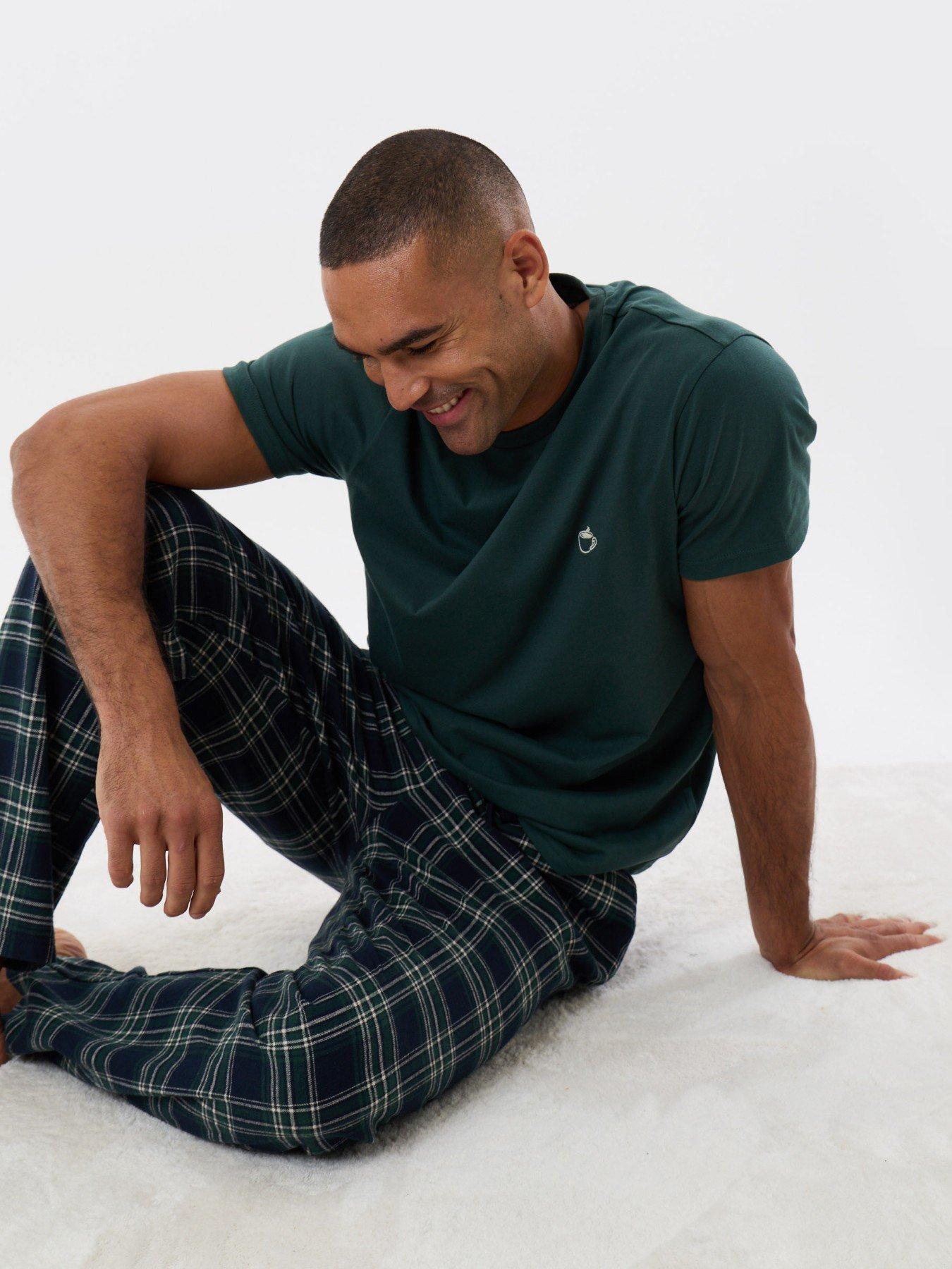 Image 1 of 5 of Threadbare Mens Flannel Pyjama Set - Green