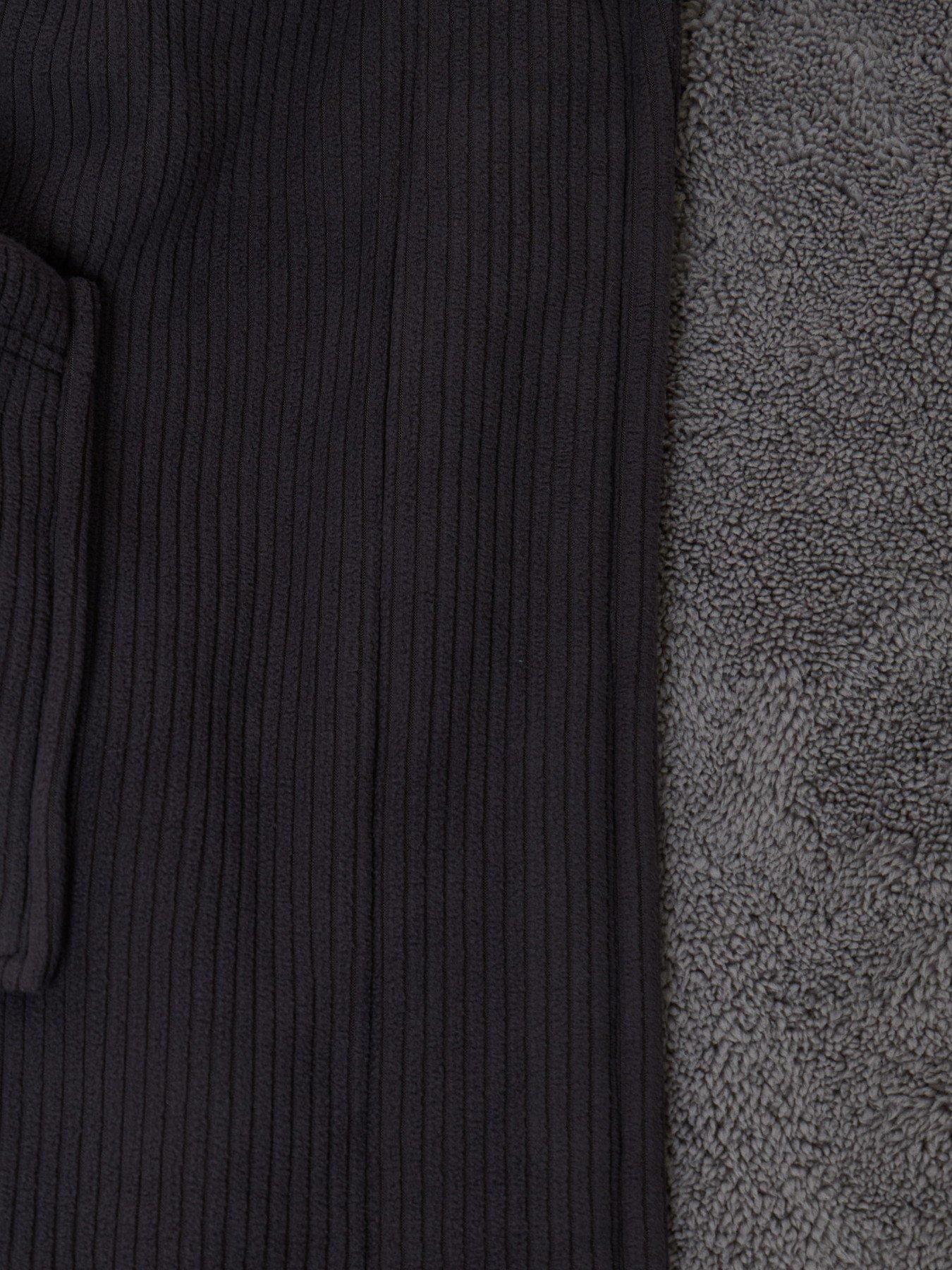 Image 4 of 4 of Threadbare Mens Ribbed Fleece Lined Dressing Gown - Grey