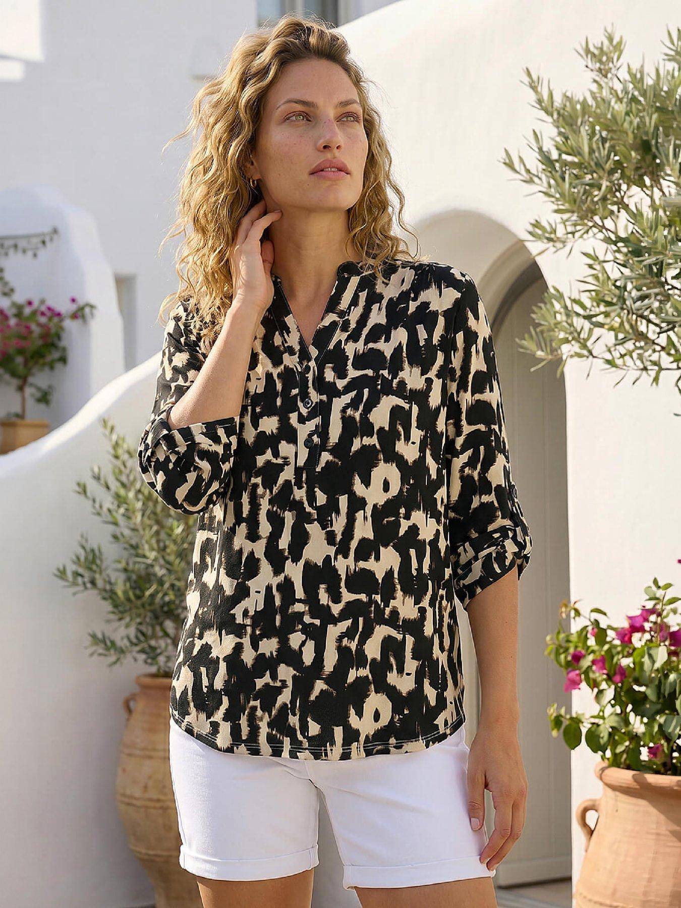 Roman Abstract Ikat Print Shirt