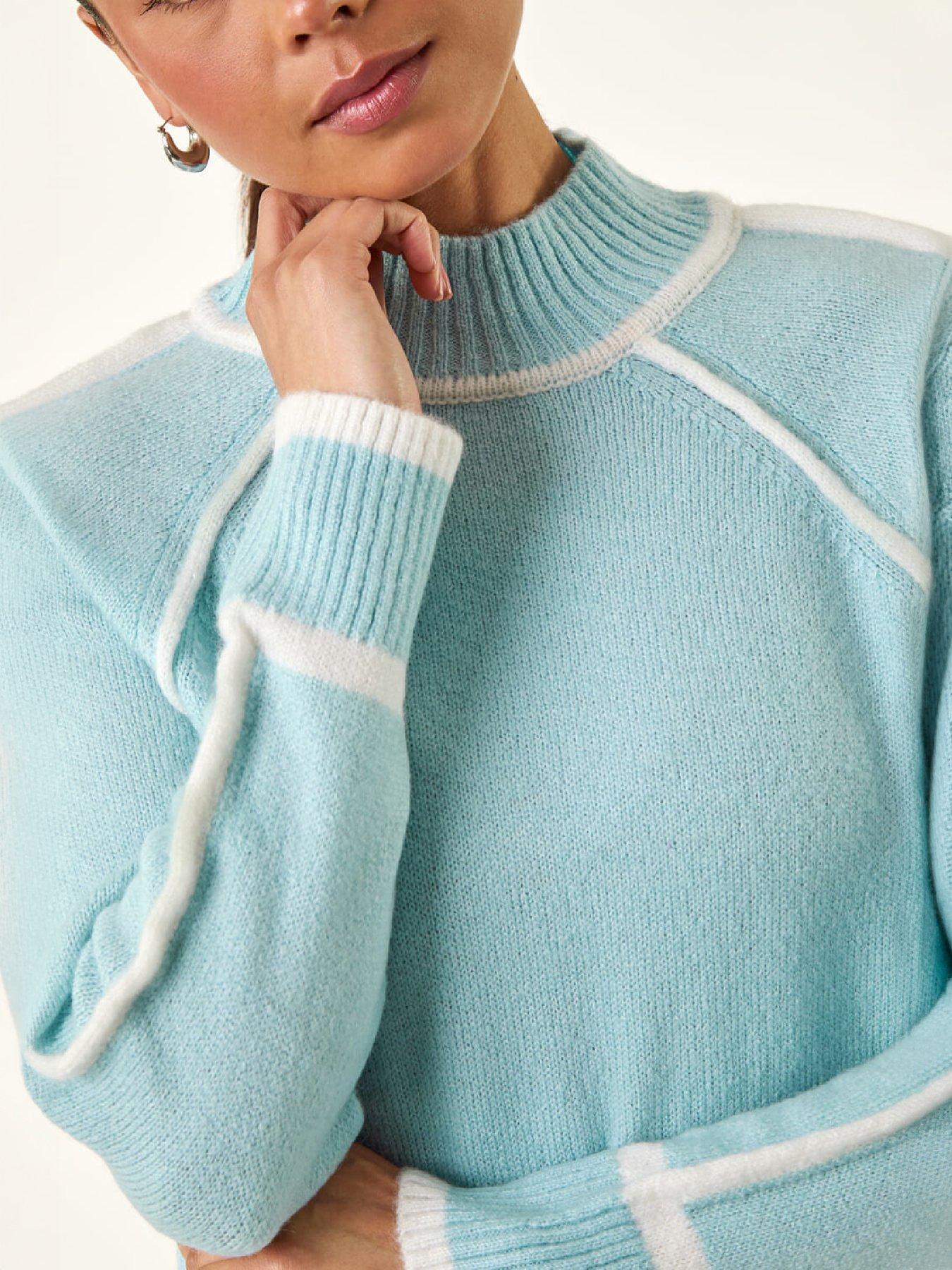 Roman Petite Contrast Ribbed Knit Jumper