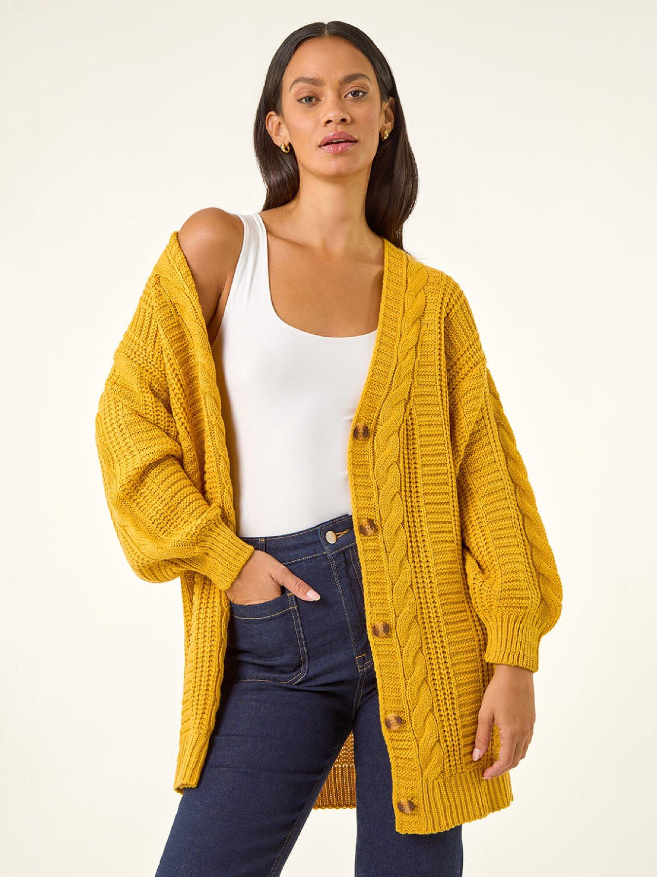 Roman Dusk Cable Knit Oversized Cardigan