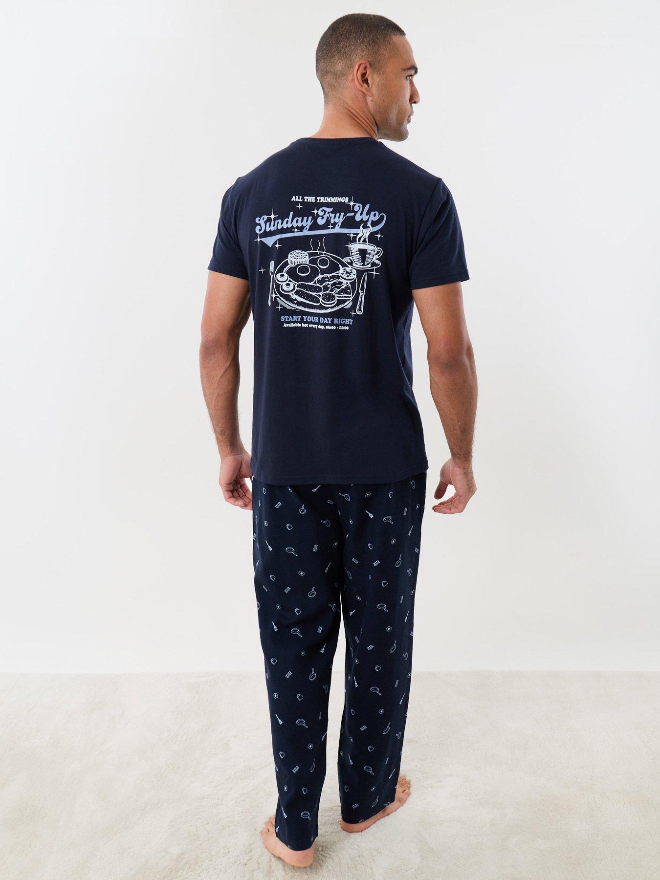 Image 1 of 5 of Threadbare Breakfast Pyjama Short Sleeve Set - Navy