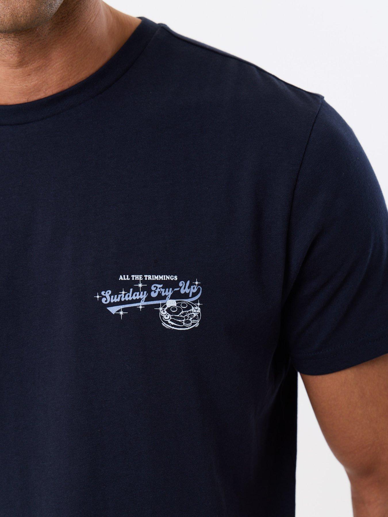 Image 4 of 5 of Threadbare Breakfast Pyjama Short Sleeve Set - Navy