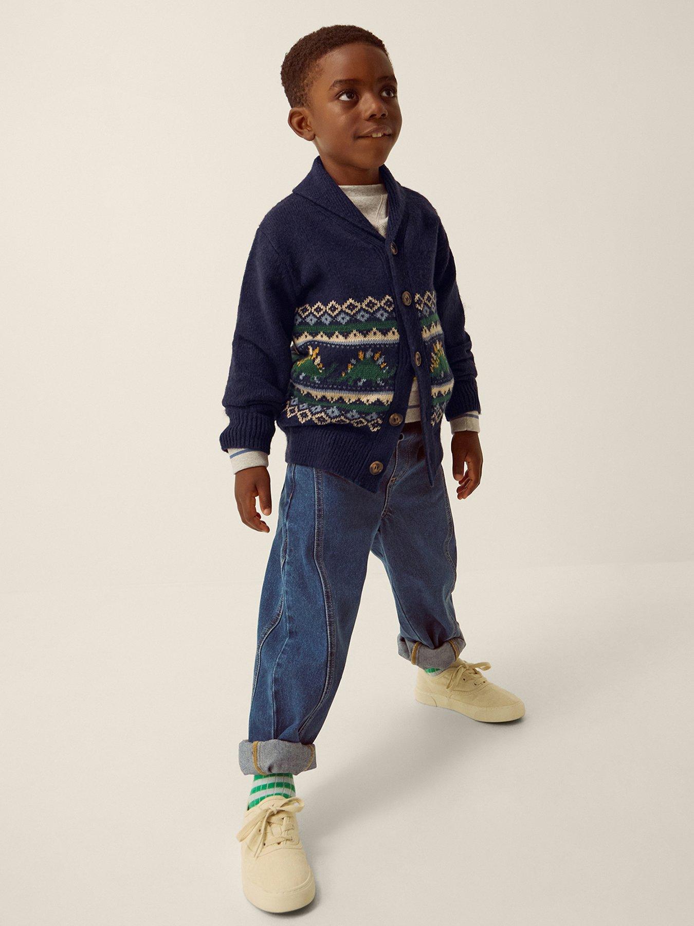Monsoon Boys Dino Fairisle Cardigan - Navy