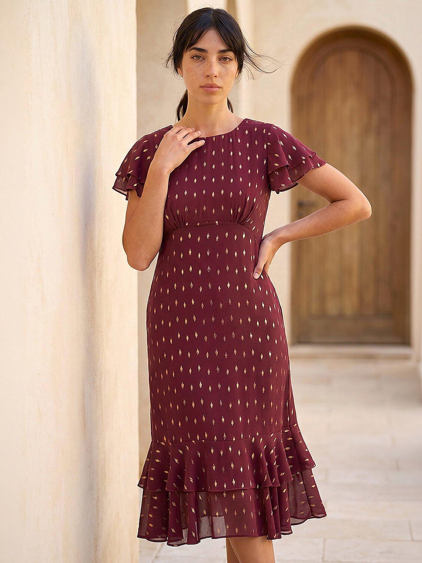 Roman Petite Foil Frill Dress