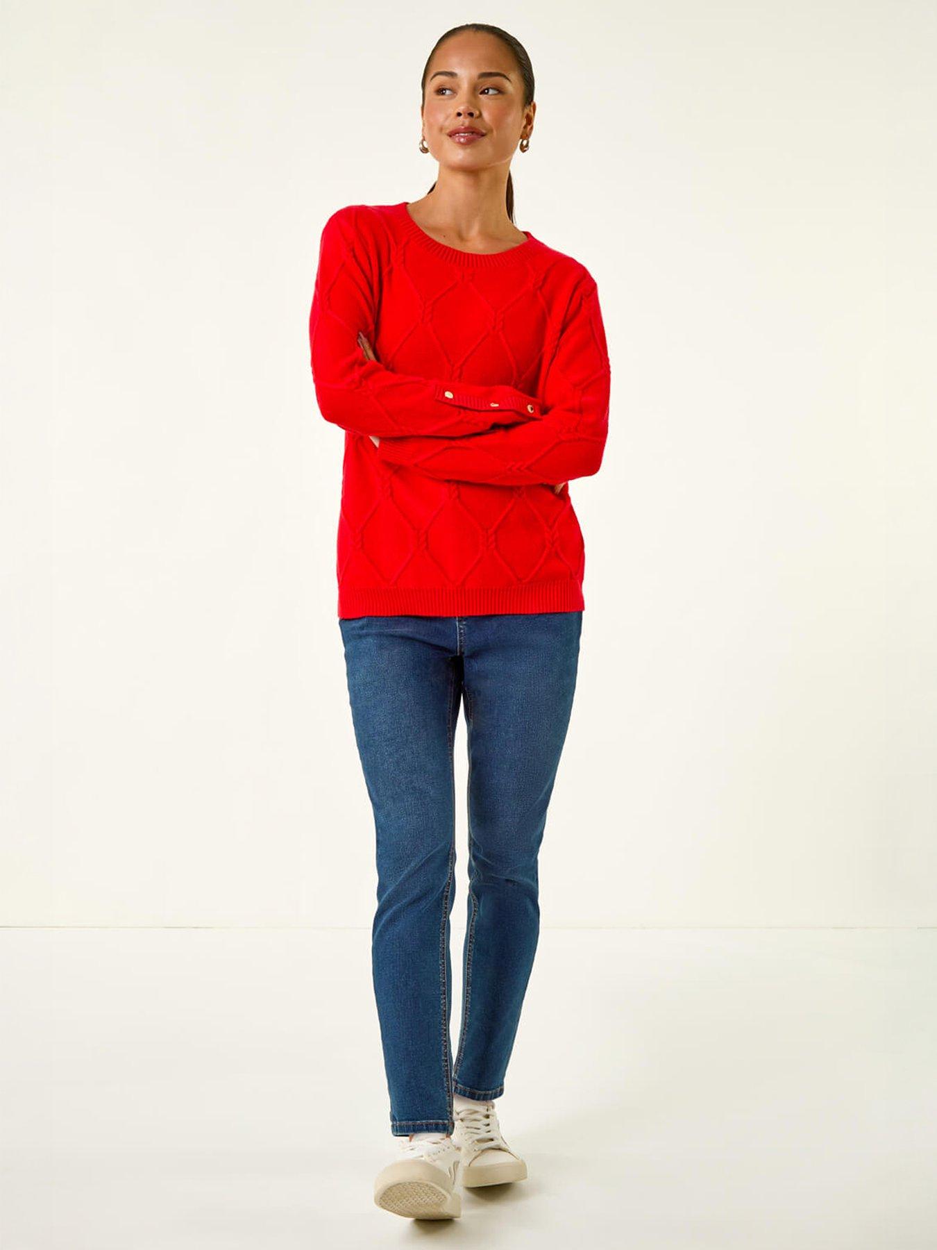 Image 4 of 4 of Roman Petite Button Cuff Knit Jumper
