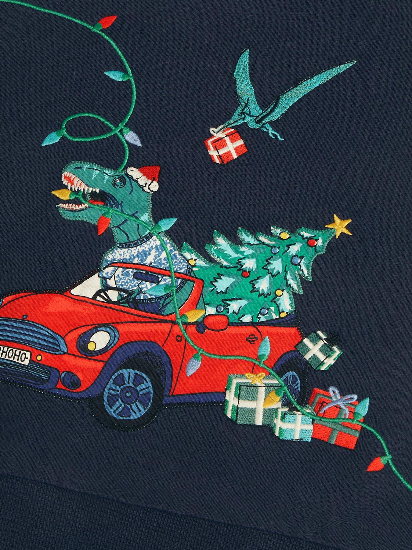 Image 3 of 3 of Monsoon Boys Christmas Dino Sweat Top - Navy