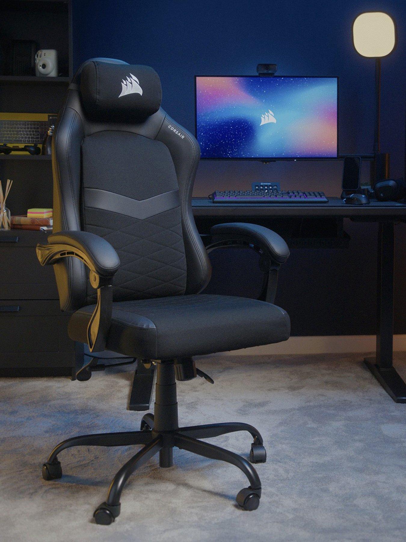 CORSAIR CORSAIR TC80 Gaming Chair, Black Leatherette / Black Fabric