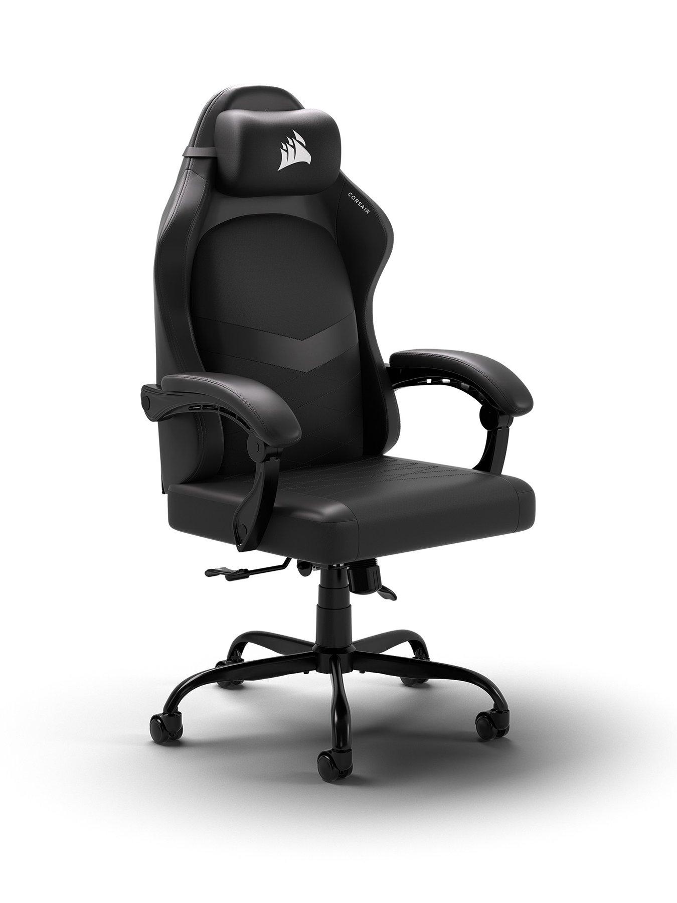 Image 2 of 7 of CORSAIR TC80 Gaming Chair, Black Leatherette / Black Fabric