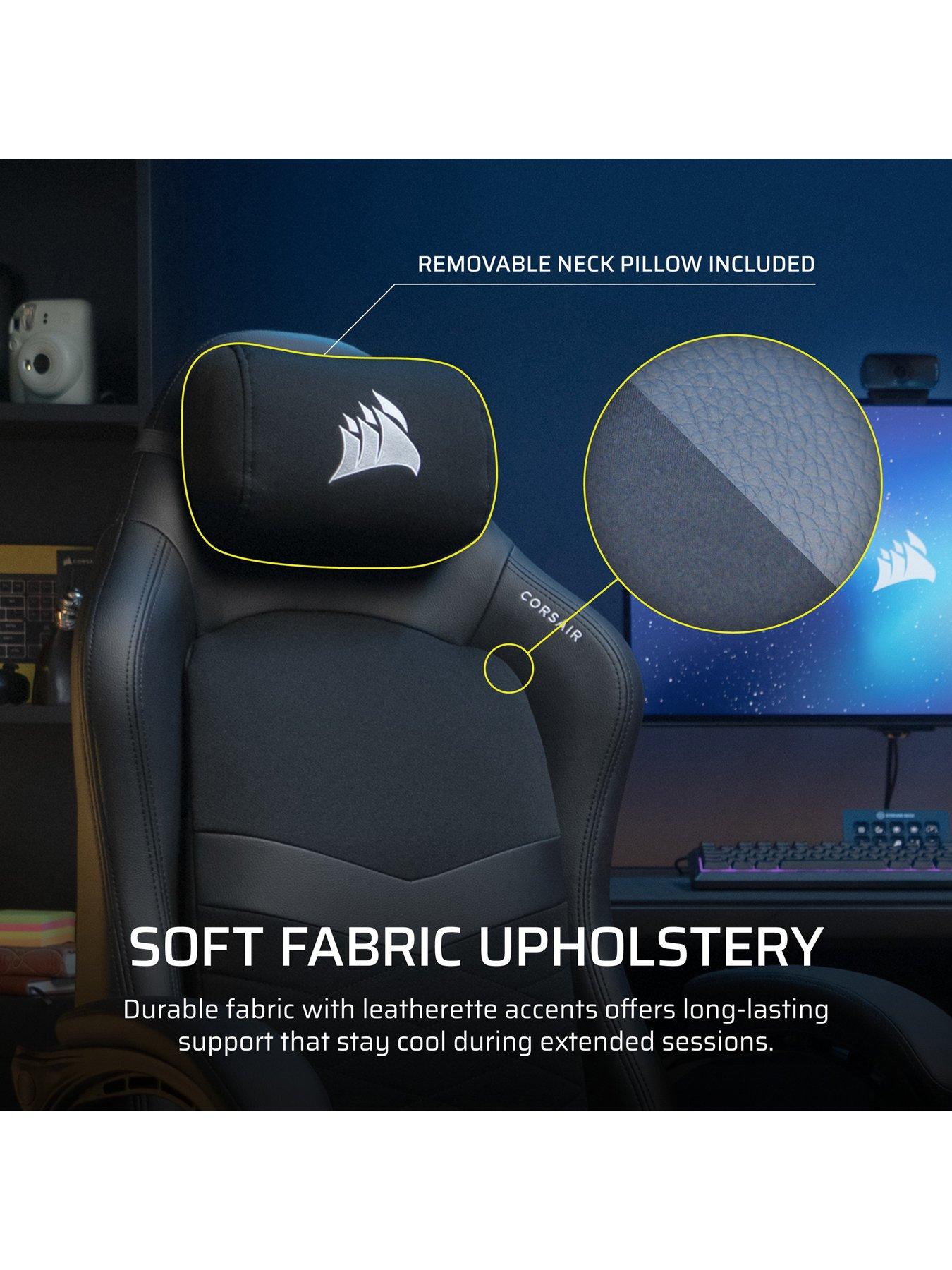 Image 5 of 7 of CORSAIR TC80 Gaming Chair, Black Leatherette / Black Fabric