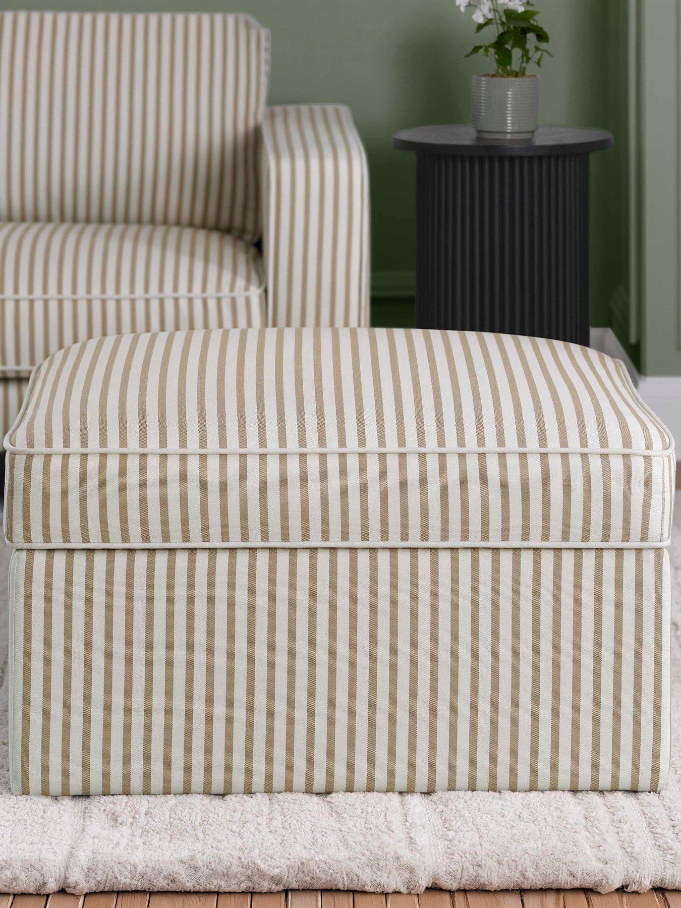 Dusk Soho Ottoman Storage Pouffe - Sand Stripe