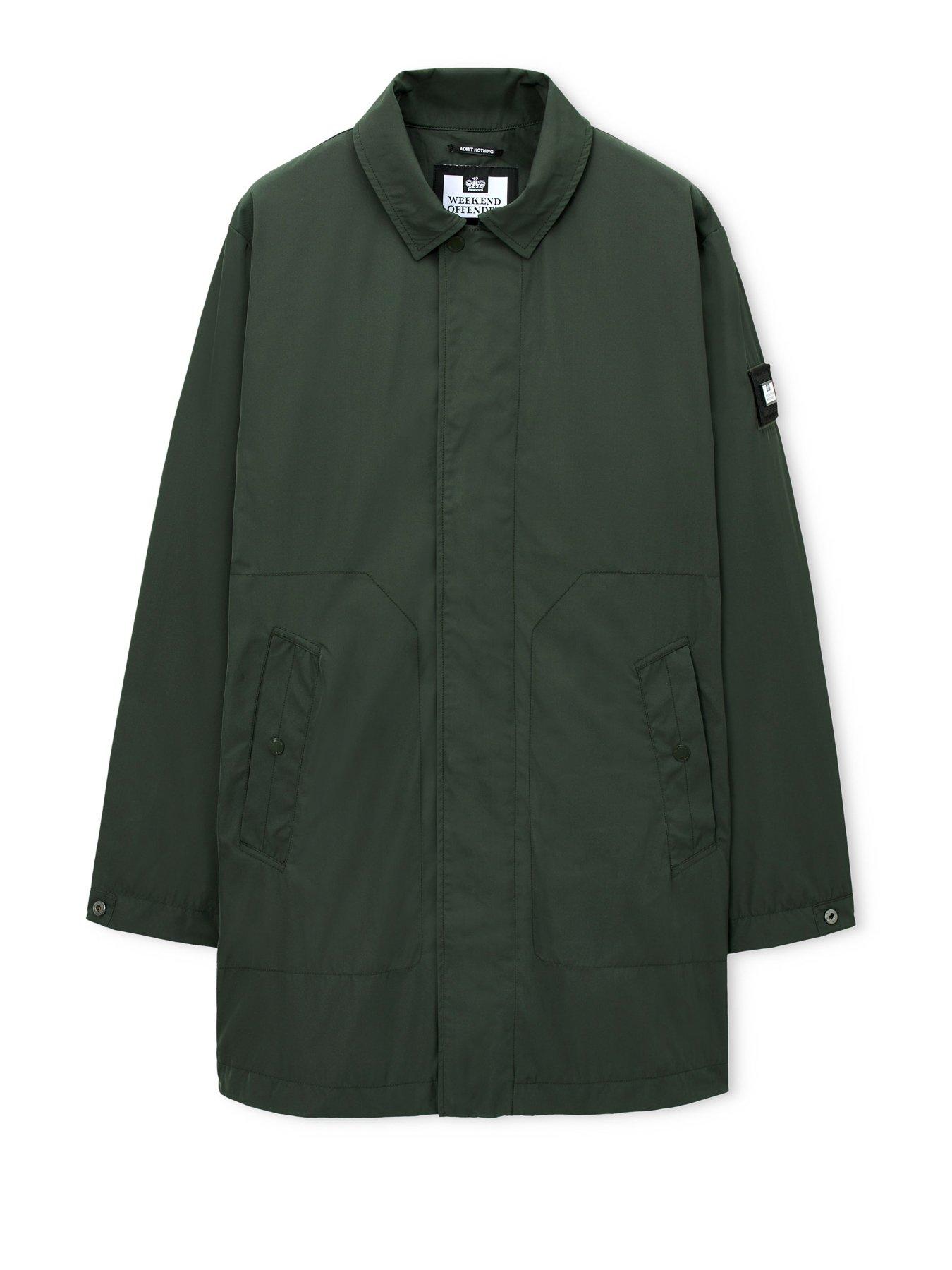 Image 5 of 7 of Weekend Offender Avalon Badge Long Line Coat - Green