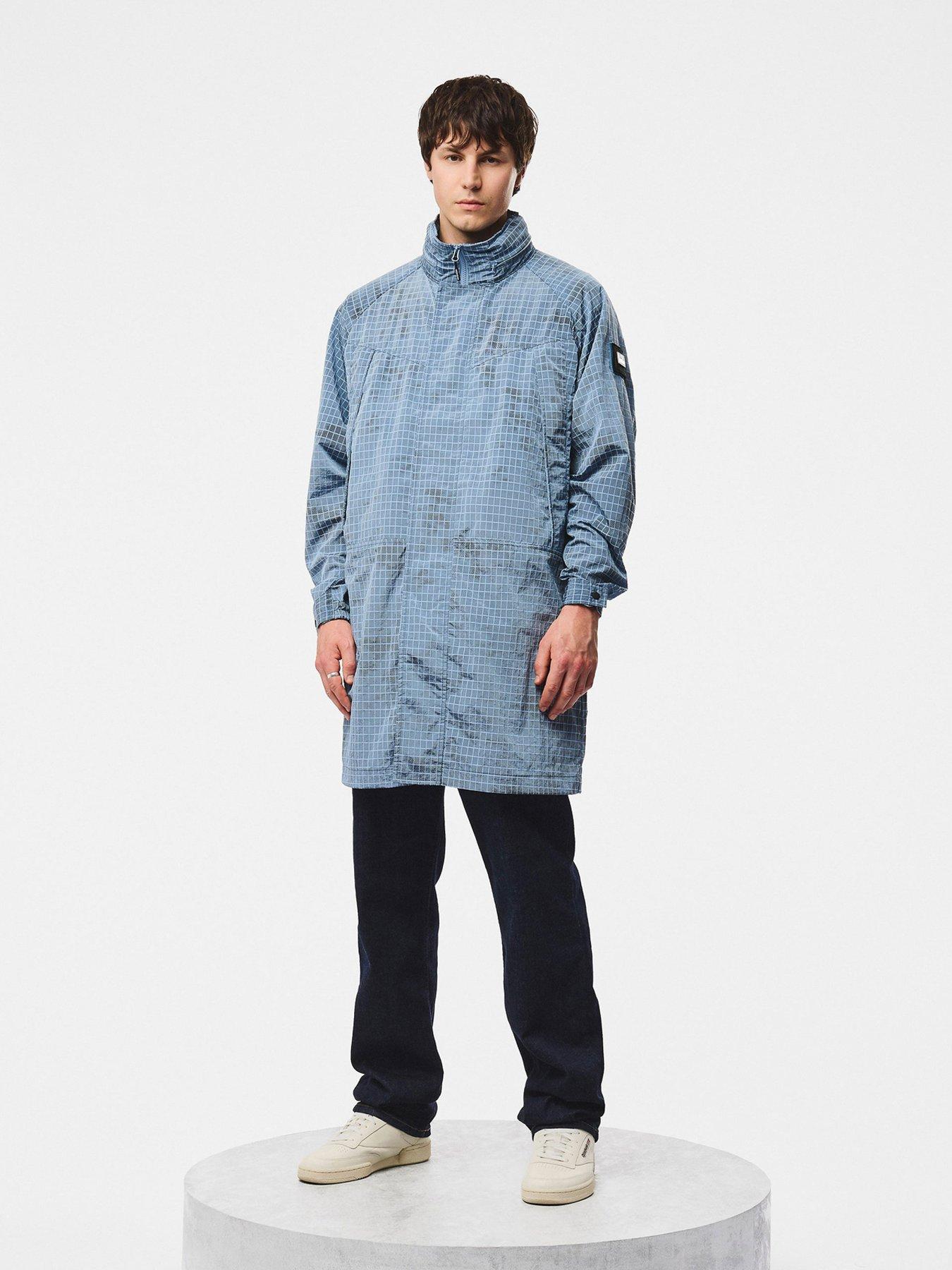 Image 3 of 7 of Weekend Offender Algiers Badge Long Line Coat - Blue