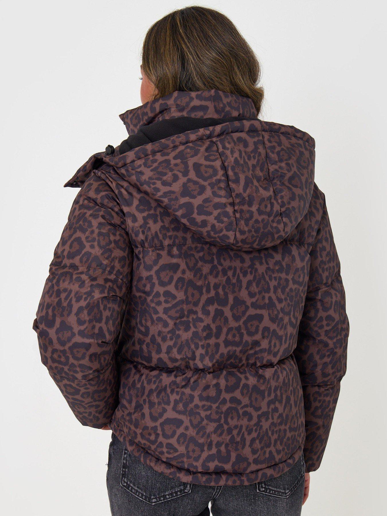 Image 2 of 4 of Threadbare Ladies Sadie Crop Printed Padded Jacket- Leopard - Multi