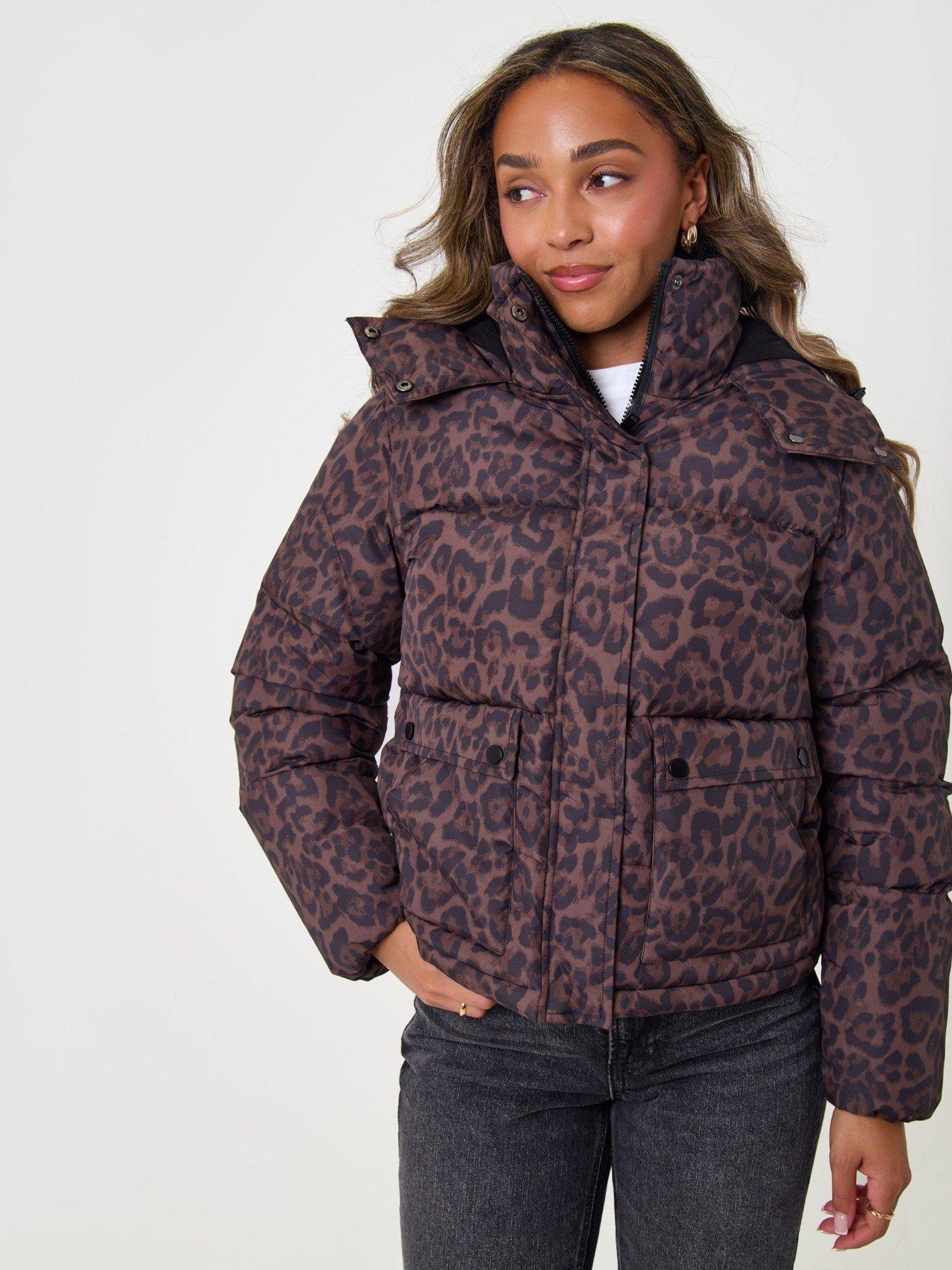 Image 3 of 4 of Threadbare Ladies Sadie Crop Printed Padded Jacket- Leopard - Multi