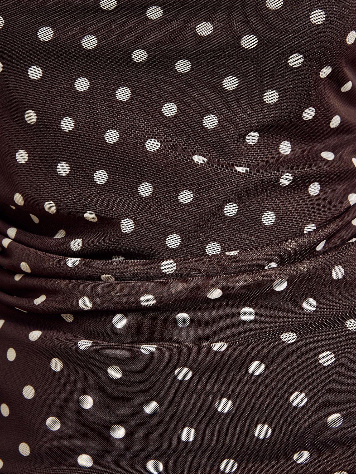 Image 5 of 5 of Friends Like These Brown Spot Long Sleeve Drape Mesh Top