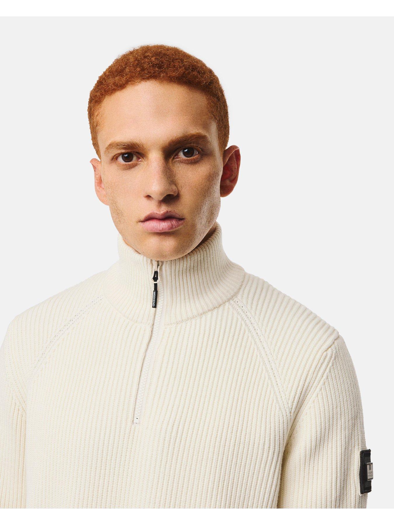 Image 2 of 7 of Weekend Offender Snetterton 1/4 Zip Knitted Jumper - Cream