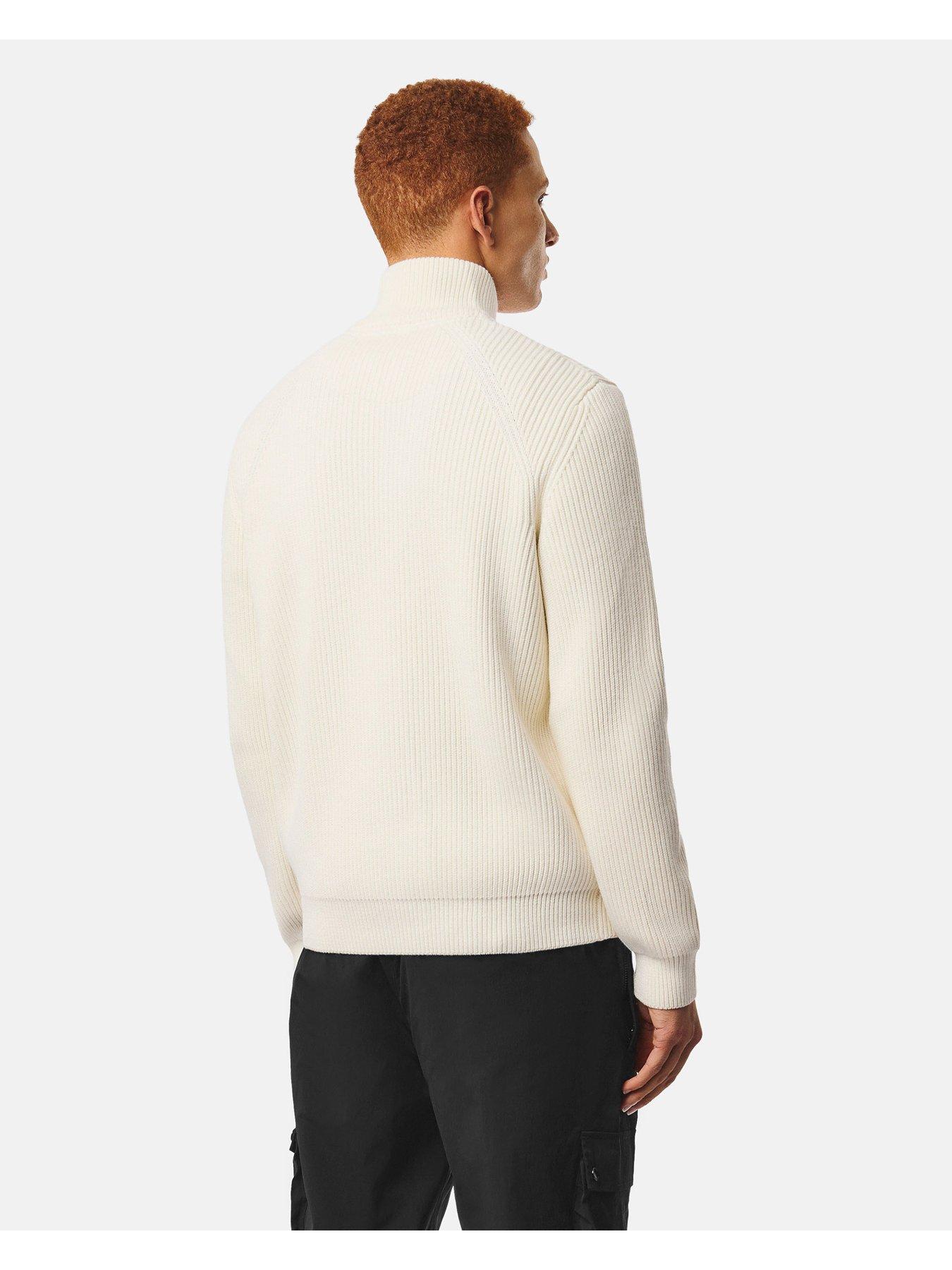 Image 4 of 7 of Weekend Offender Snetterton 1/4 Zip Knitted Jumper - Cream