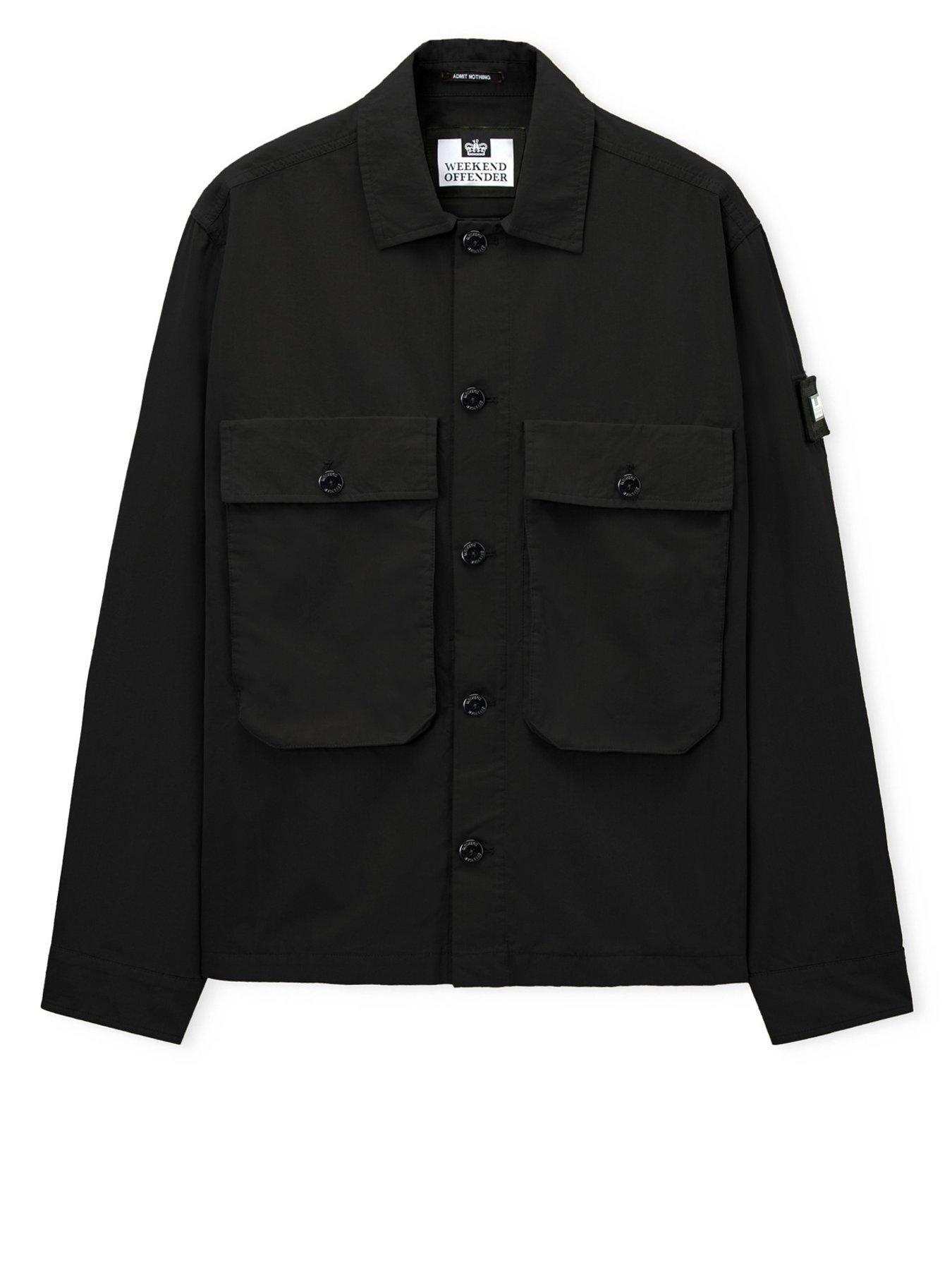 Image 4 of 6 of Weekend Offender Weekend Offender Pancho Technical Badge Overshirt - Black