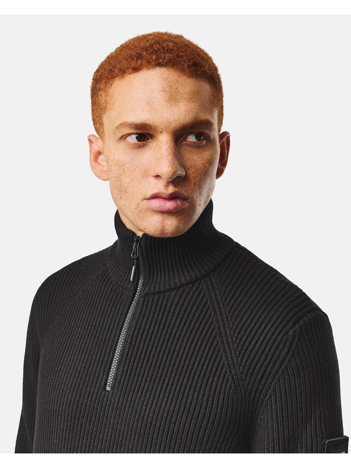 Image 2 of 7 of Weekend Offender Snetterton 1/4 Zip Knitted Jumper - Black