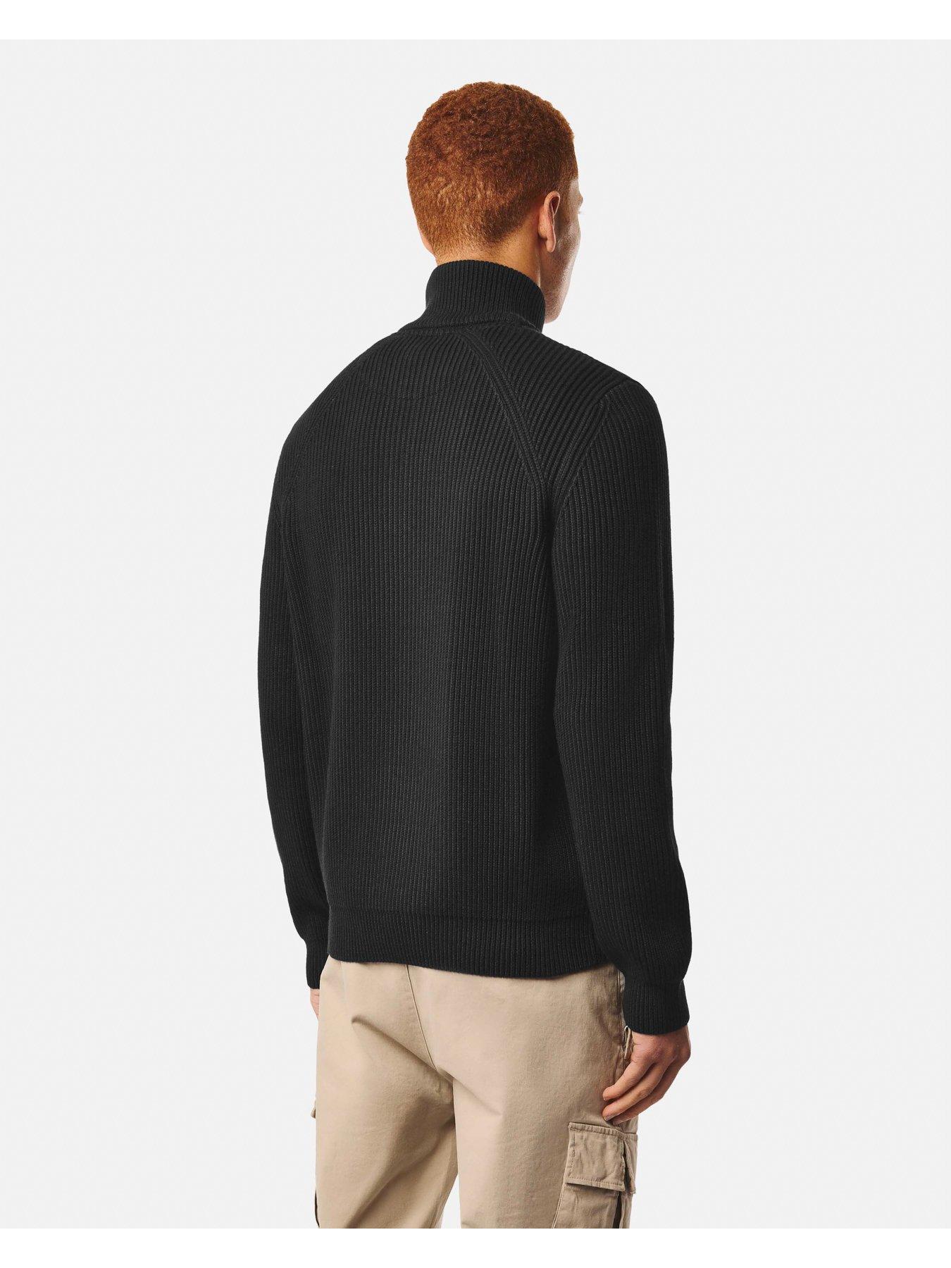 Image 4 of 7 of Weekend Offender Snetterton 1/4 Zip Knitted Jumper - Black