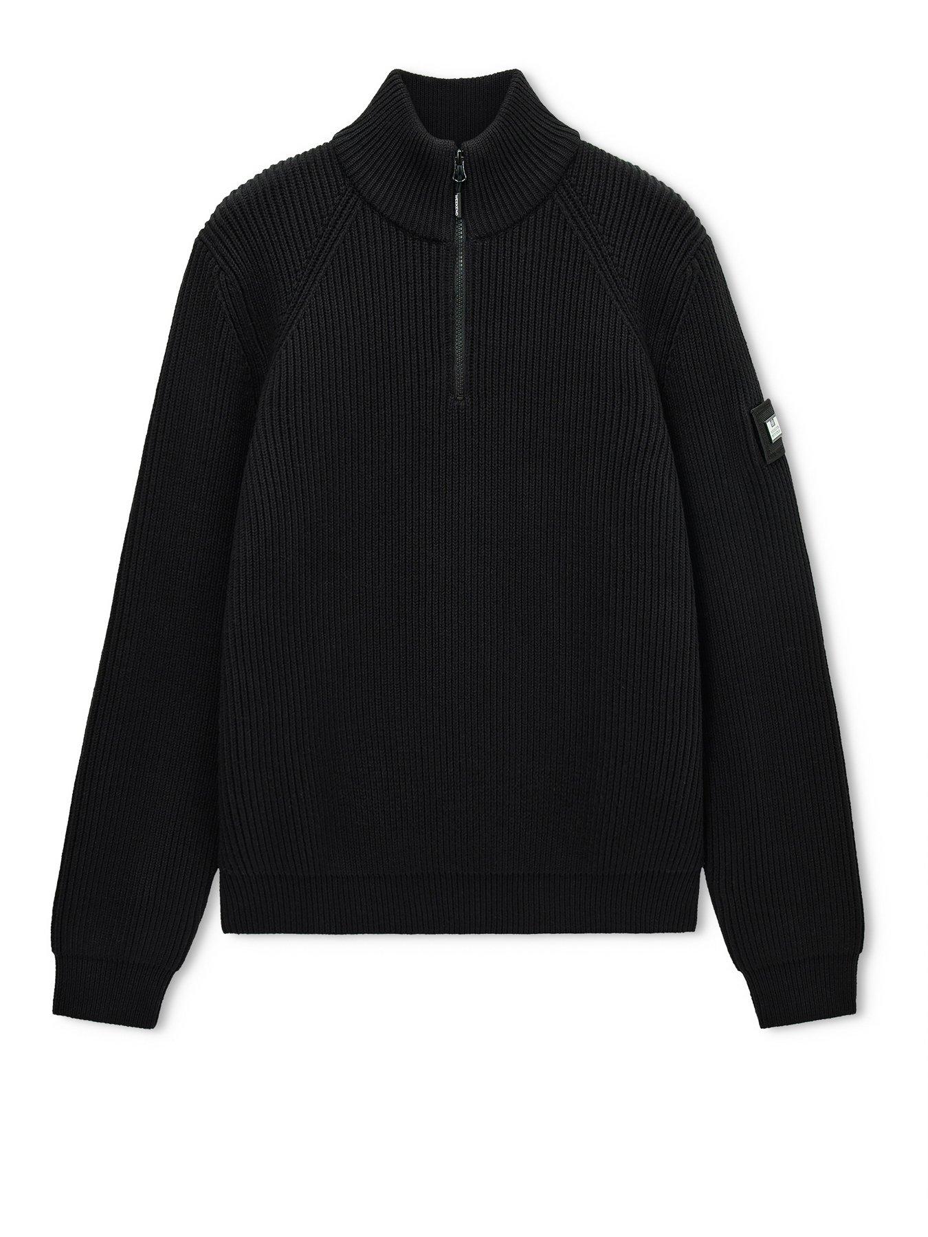 Image 5 of 7 of Weekend Offender Snetterton 1/4 Zip Knitted Jumper - Black