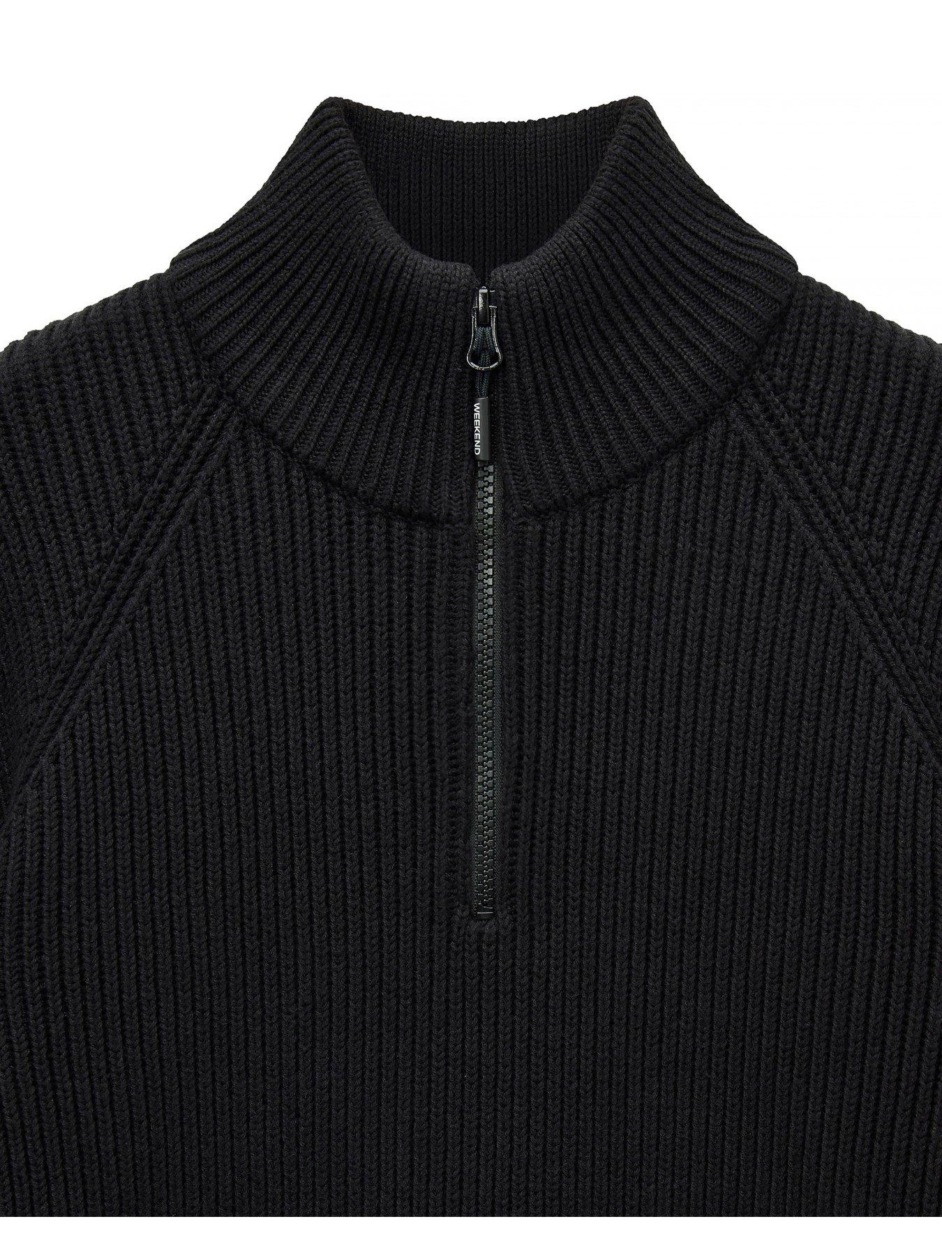 Image 6 of 7 of Weekend Offender Snetterton 1/4 Zip Knitted Jumper - Black
